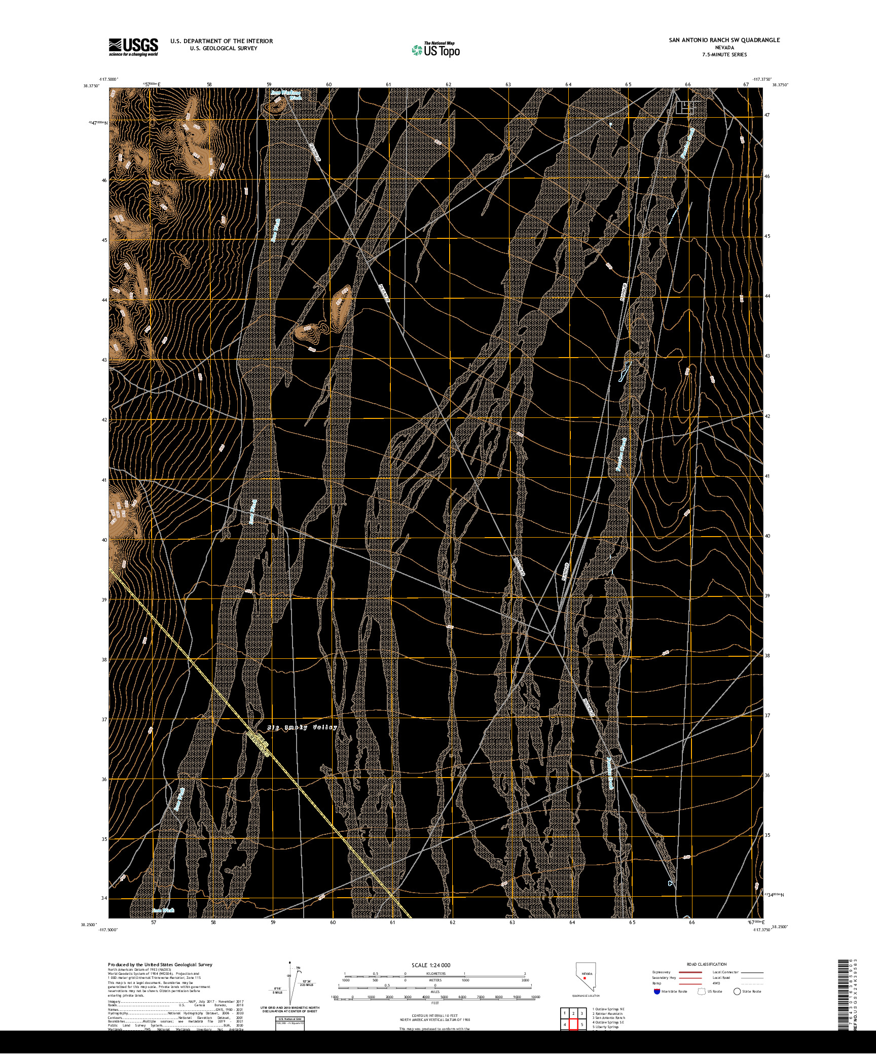 US TOPO 7.5-MINUTE MAP FOR SAN ANTONIO RANCH SW, NV