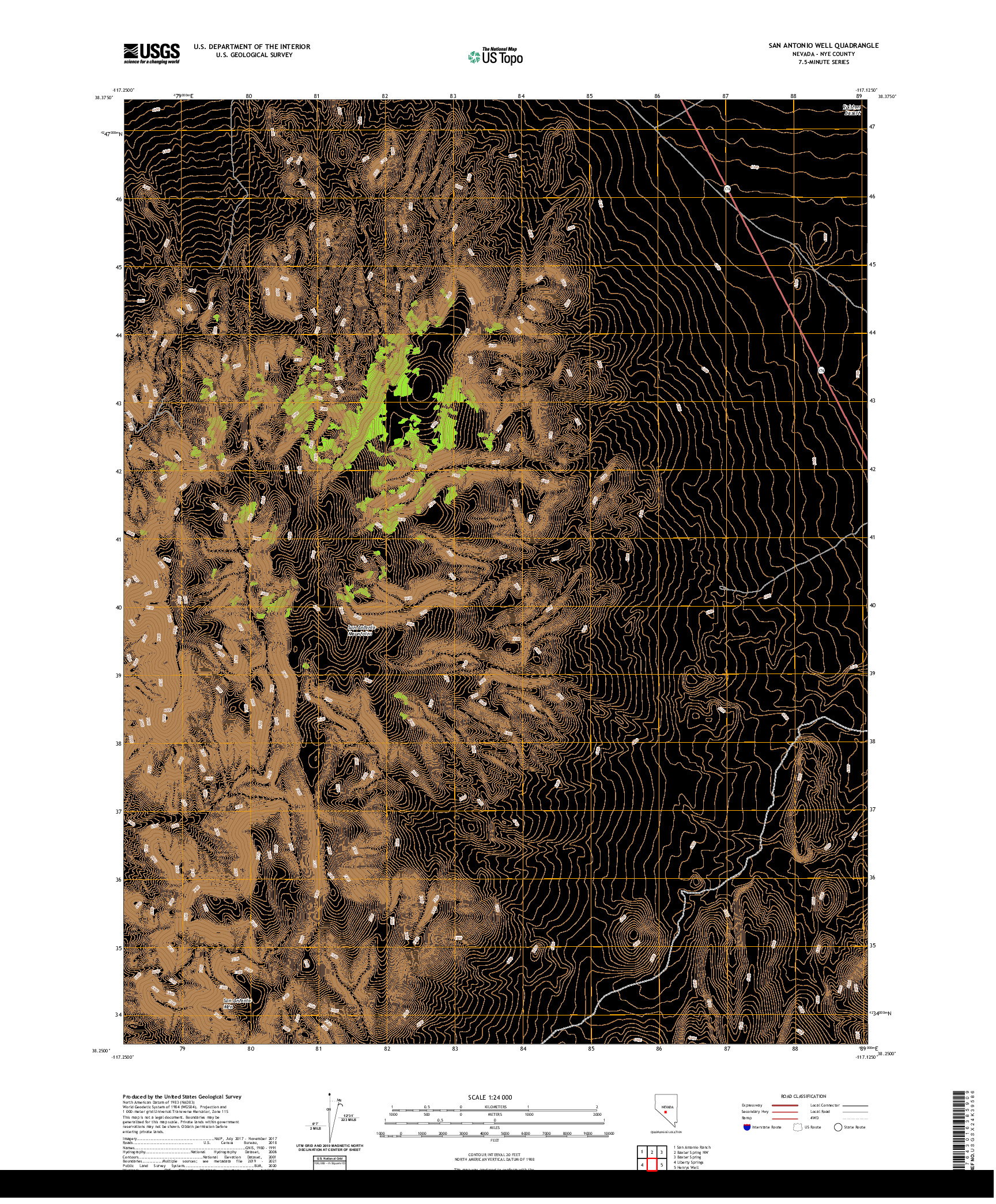 US TOPO 7.5-MINUTE MAP FOR SAN ANTONIO WELL, NV