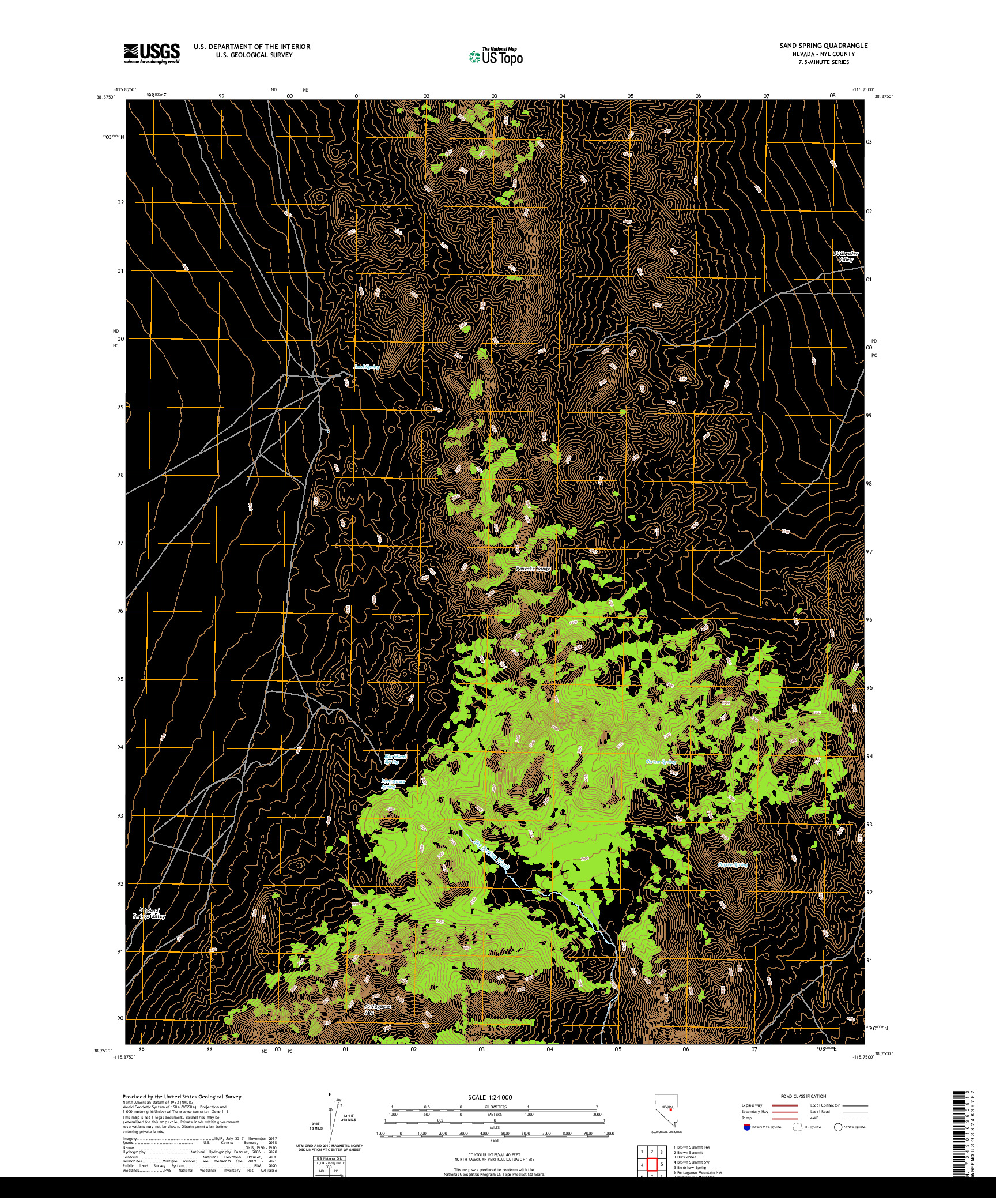 US TOPO 7.5-MINUTE MAP FOR SAND SPRING, NV