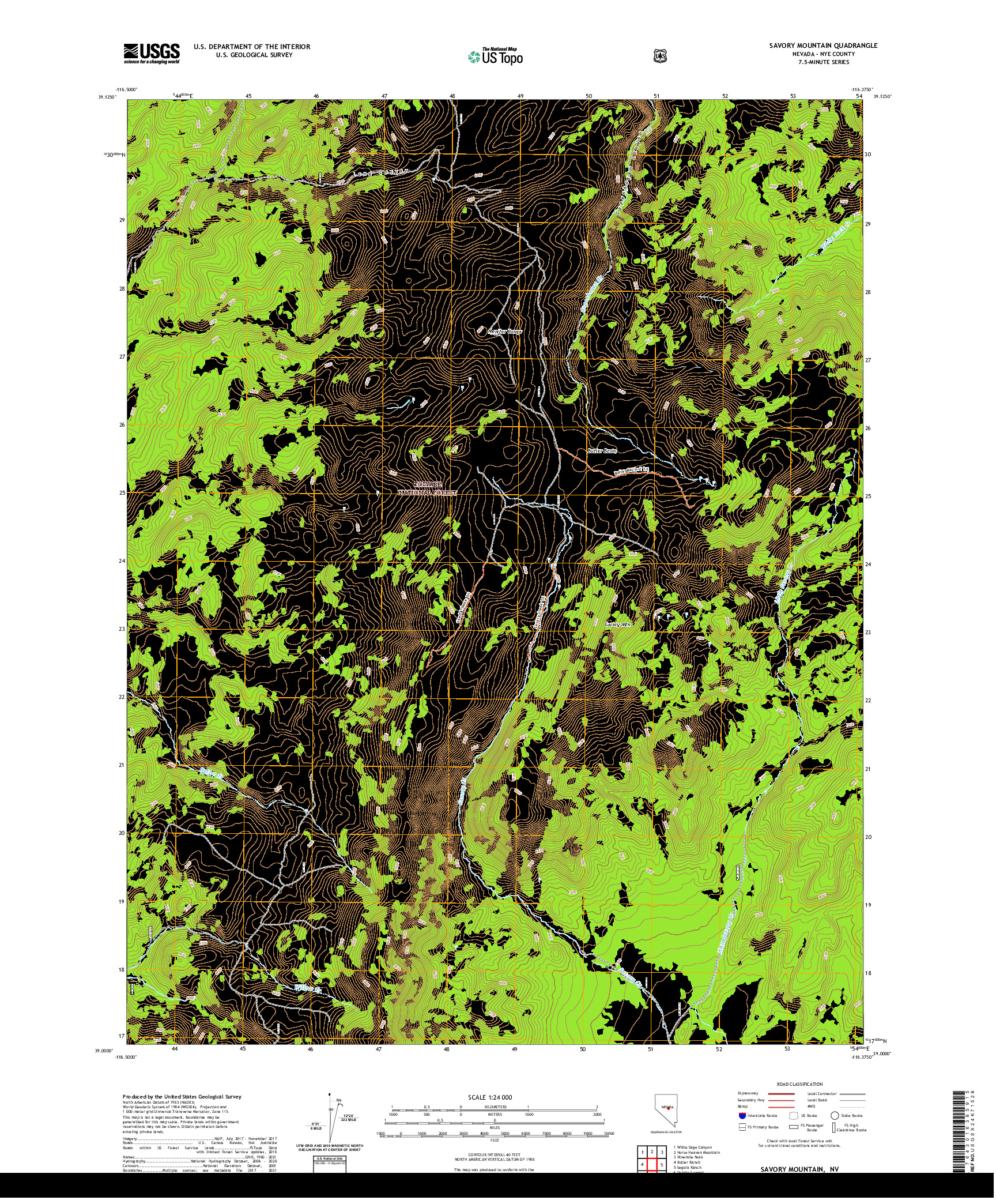 US TOPO 7.5-MINUTE MAP FOR SAVORY MOUNTAIN, NV