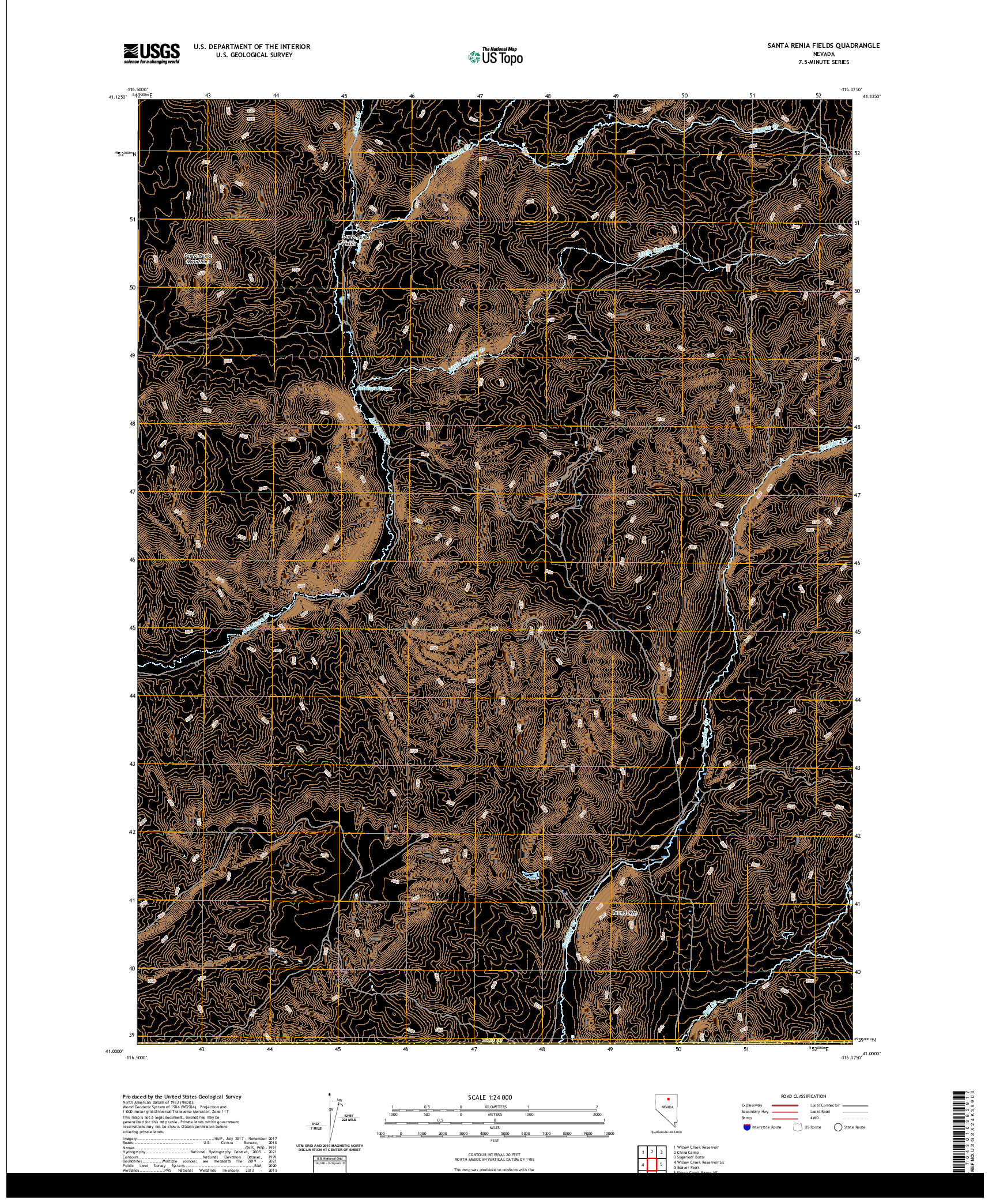 US TOPO 7.5-MINUTE MAP FOR SANTA RENIA FIELDS, NV