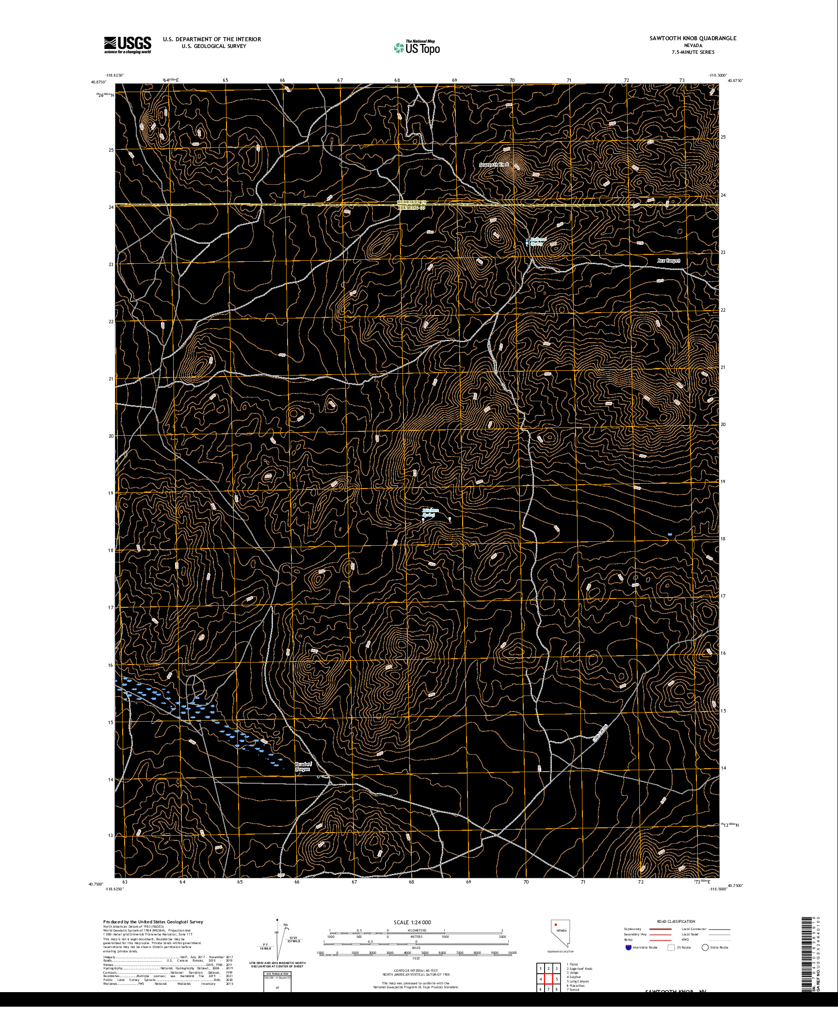 US TOPO 7.5-MINUTE MAP FOR SAWTOOTH KNOB, NV