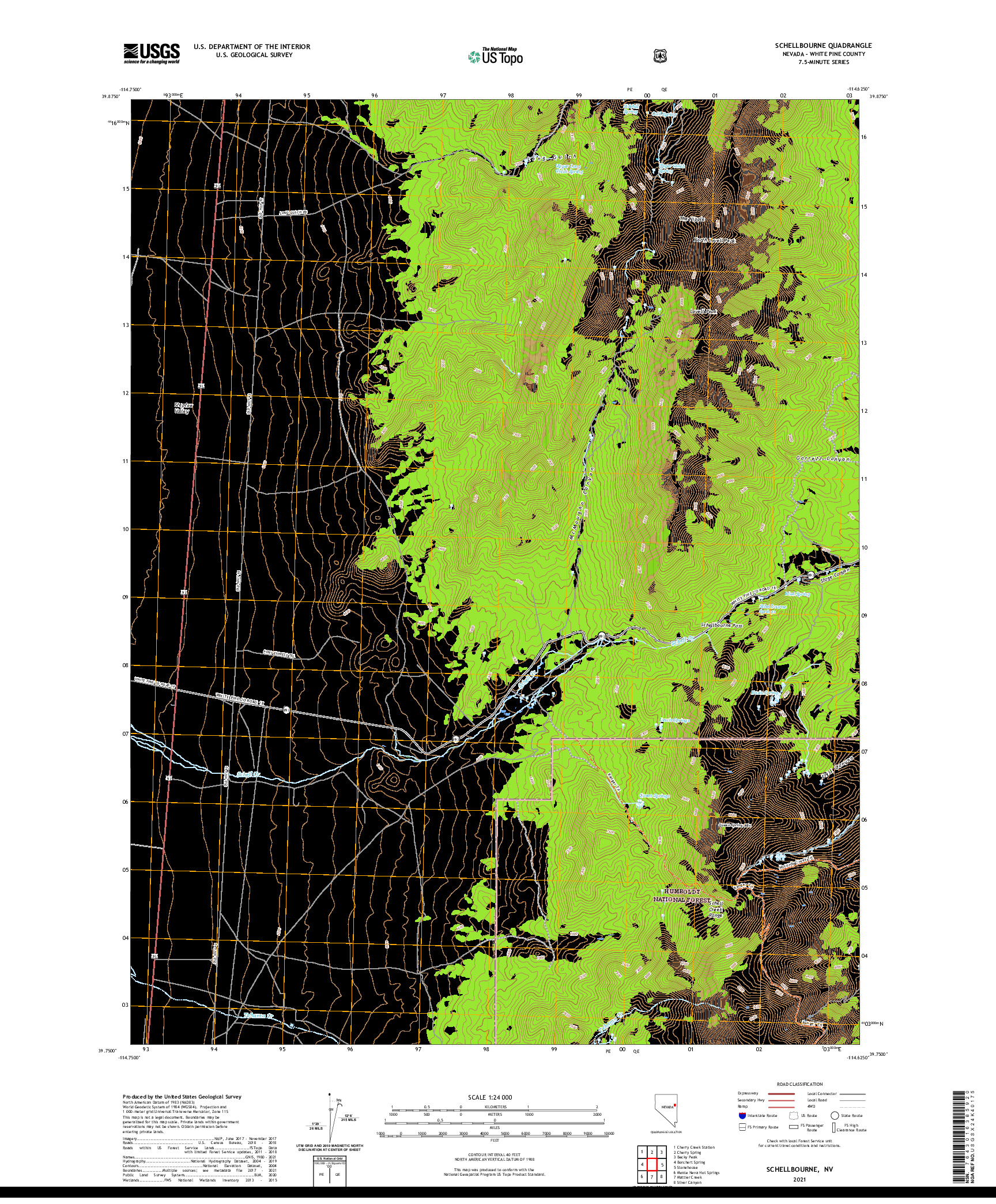 US TOPO 7.5-MINUTE MAP FOR SCHELLBOURNE, NV