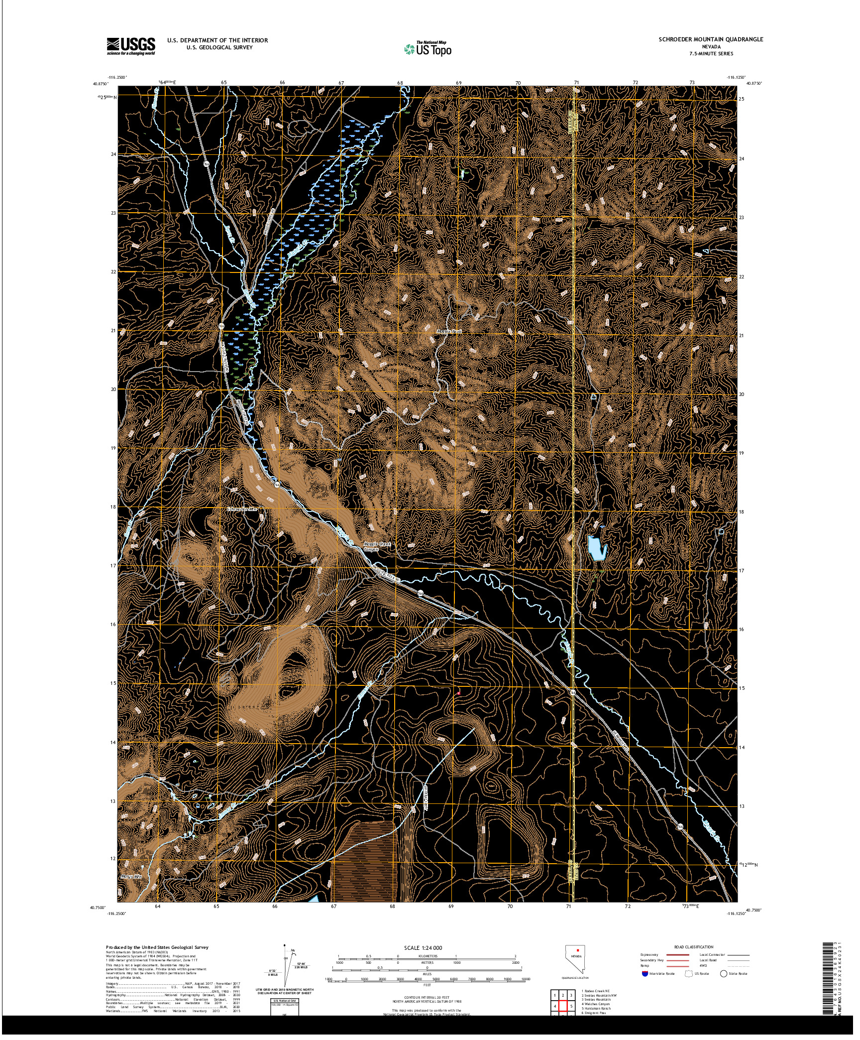 US TOPO 7.5-MINUTE MAP FOR SCHROEDER MOUNTAIN, NV