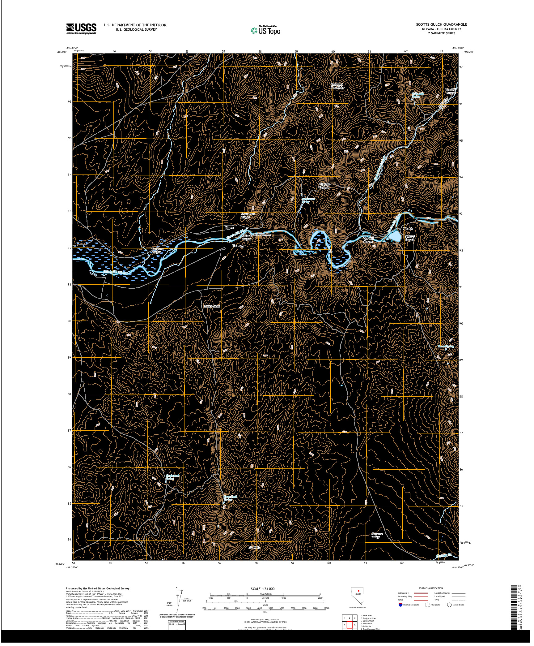 US TOPO 7.5-MINUTE MAP FOR SCOTTS GULCH, NV