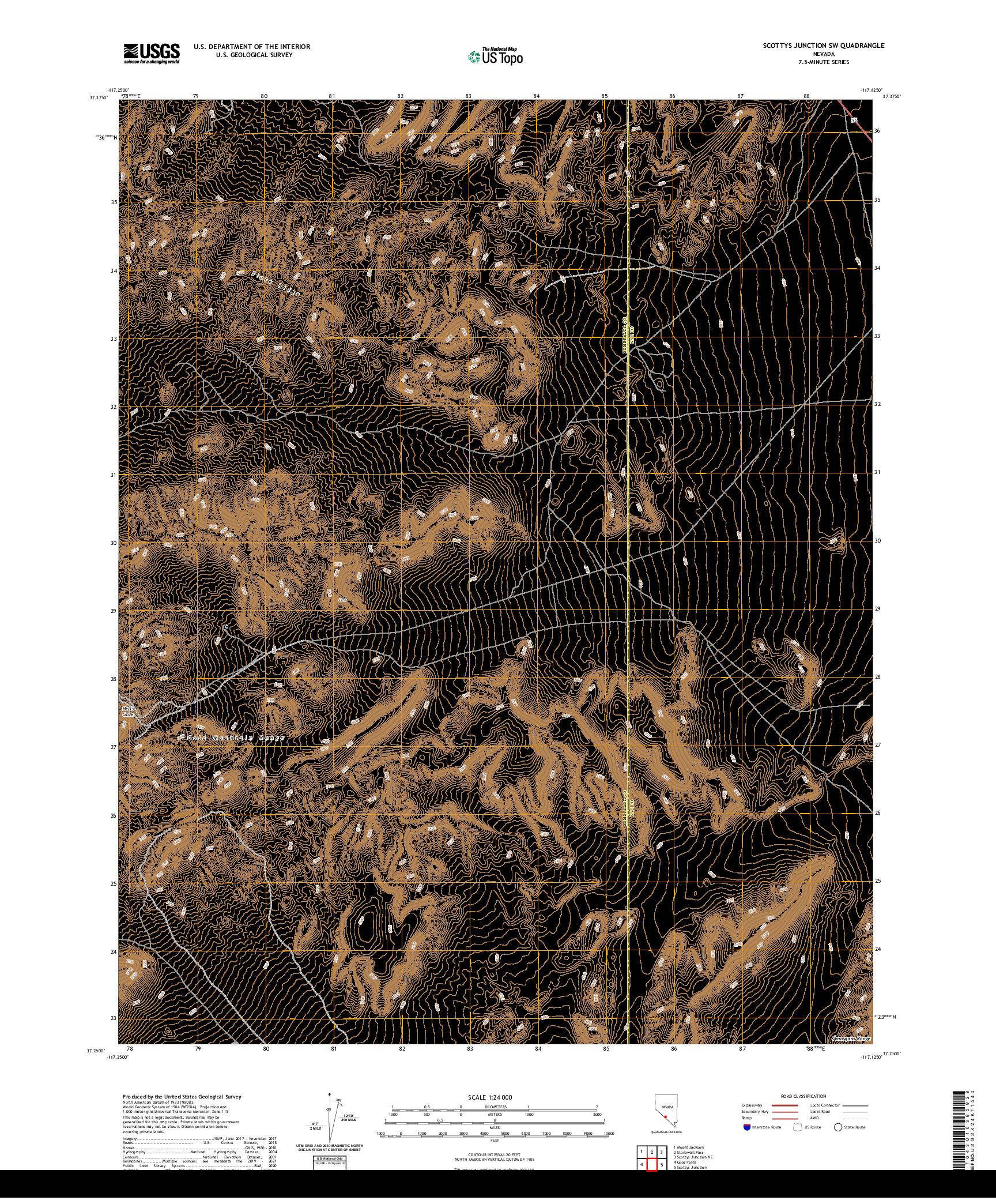 US TOPO 7.5-MINUTE MAP FOR SCOTTYS JUNCTION SW, NV