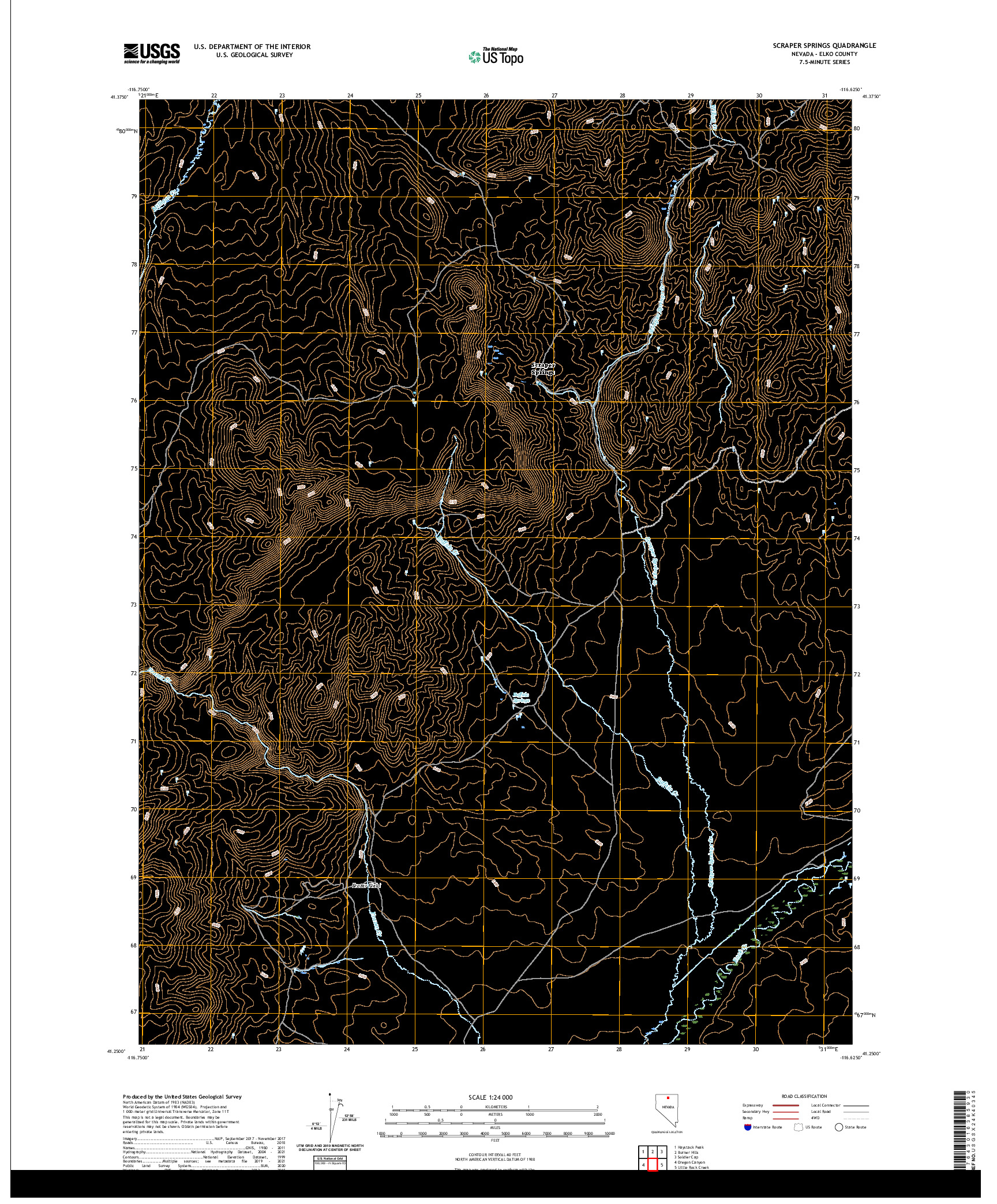 US TOPO 7.5-MINUTE MAP FOR SCRAPER SPRINGS, NV