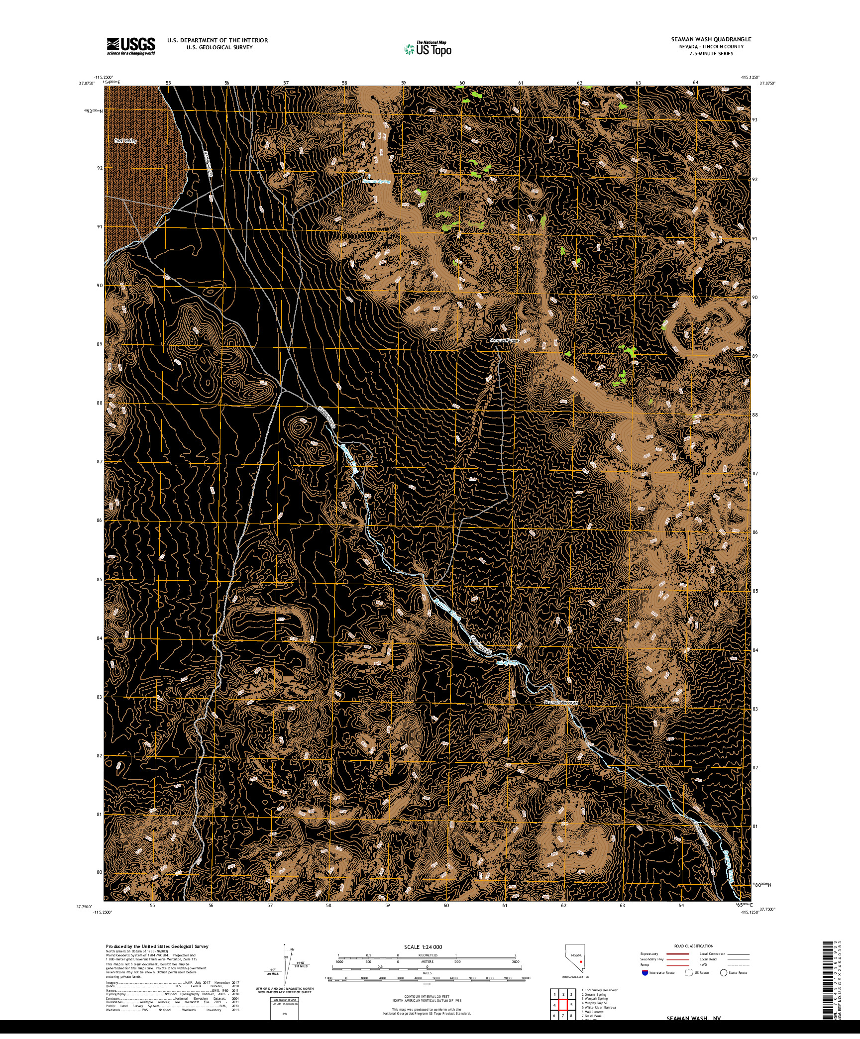 US TOPO 7.5-MINUTE MAP FOR SEAMAN WASH, NV