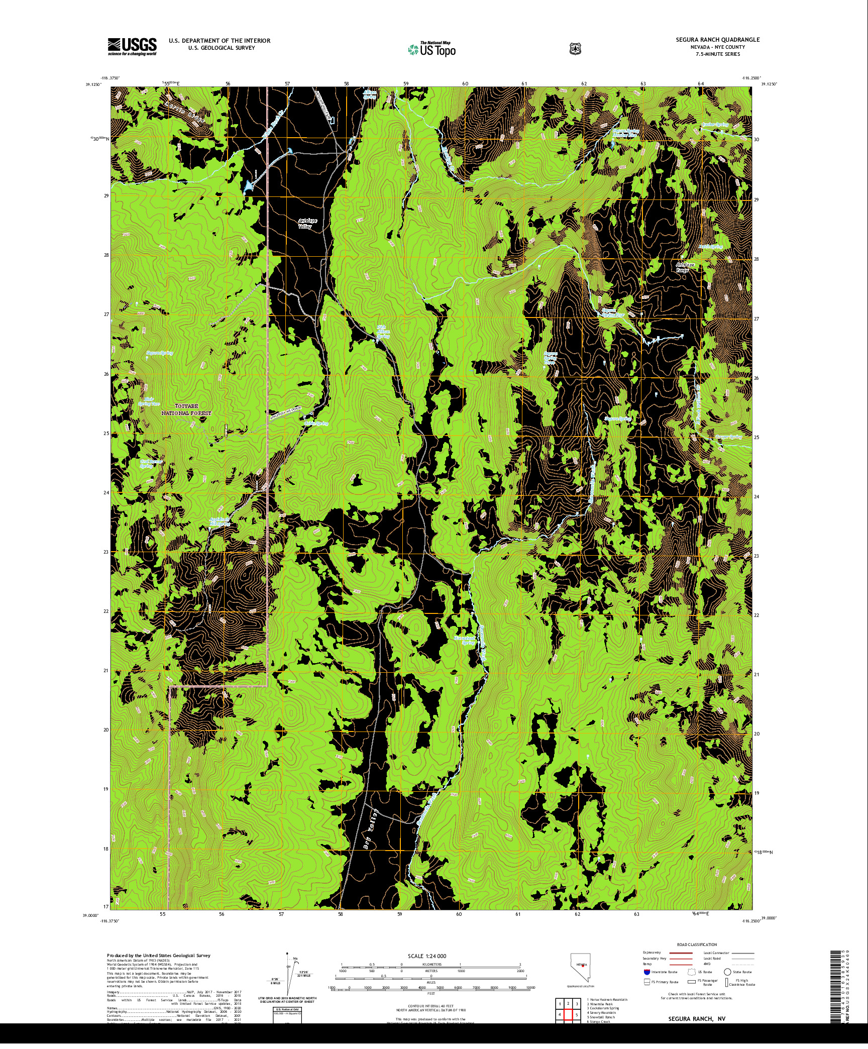 US TOPO 7.5-MINUTE MAP FOR SEGURA RANCH, NV