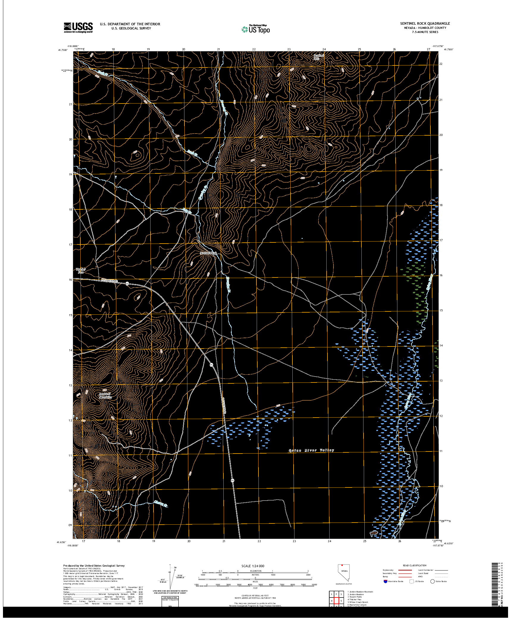 US TOPO 7.5-MINUTE MAP FOR SENTINEL ROCK, NV