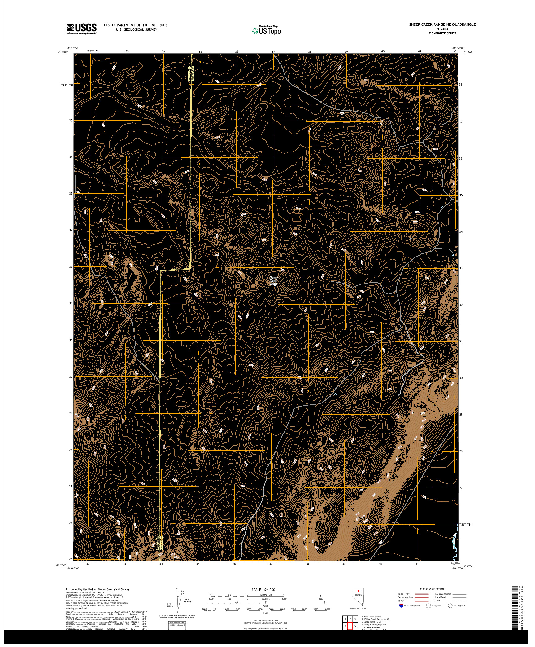 US TOPO 7.5-MINUTE MAP FOR SHEEP CREEK RANGE NE, NV