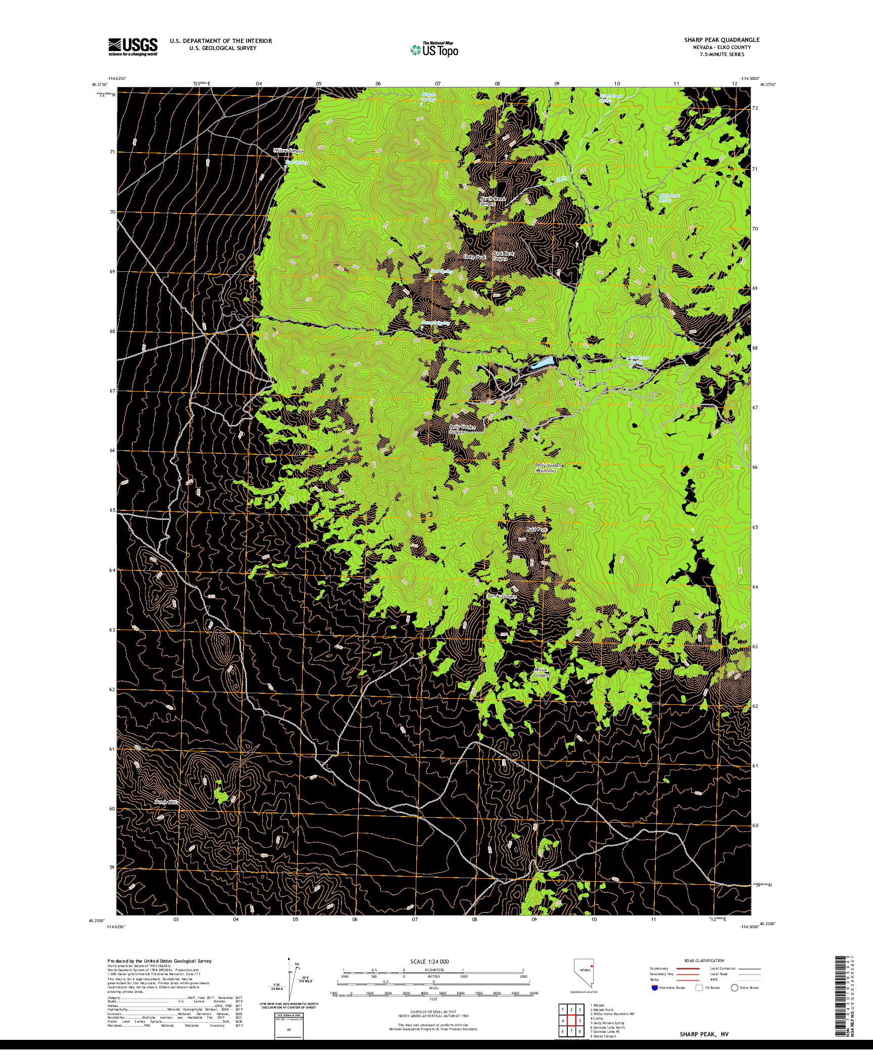 US TOPO 7.5-MINUTE MAP FOR SHARP PEAK, NV