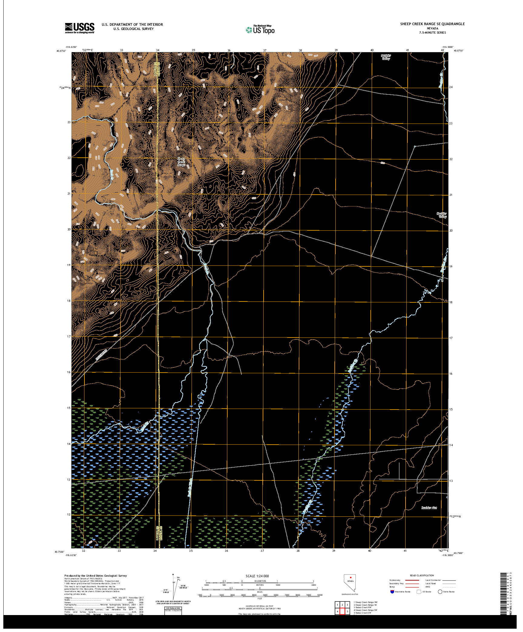 US TOPO 7.5-MINUTE MAP FOR SHEEP CREEK RANGE SE, NV