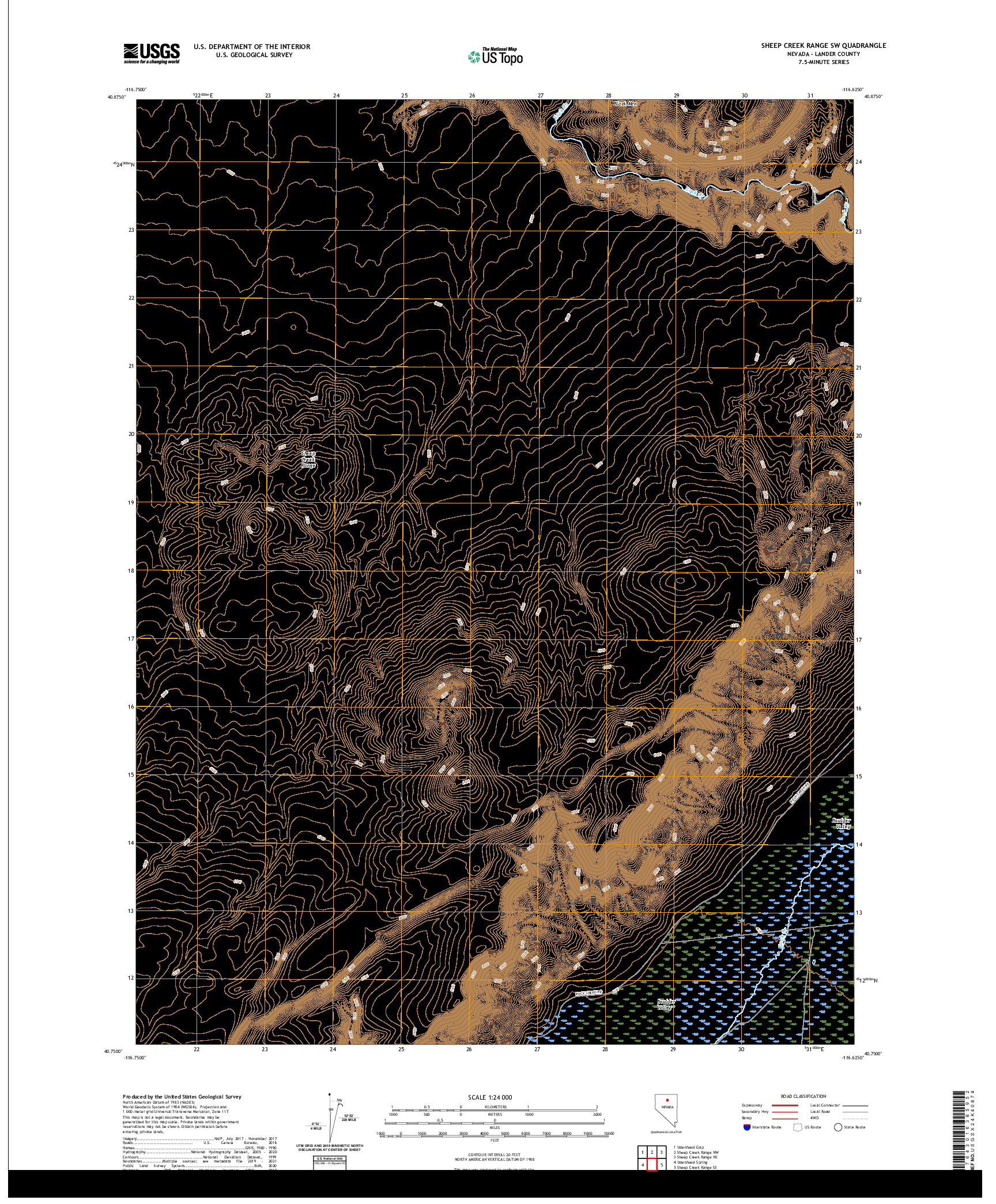 US TOPO 7.5-MINUTE MAP FOR SHEEP CREEK RANGE SW, NV