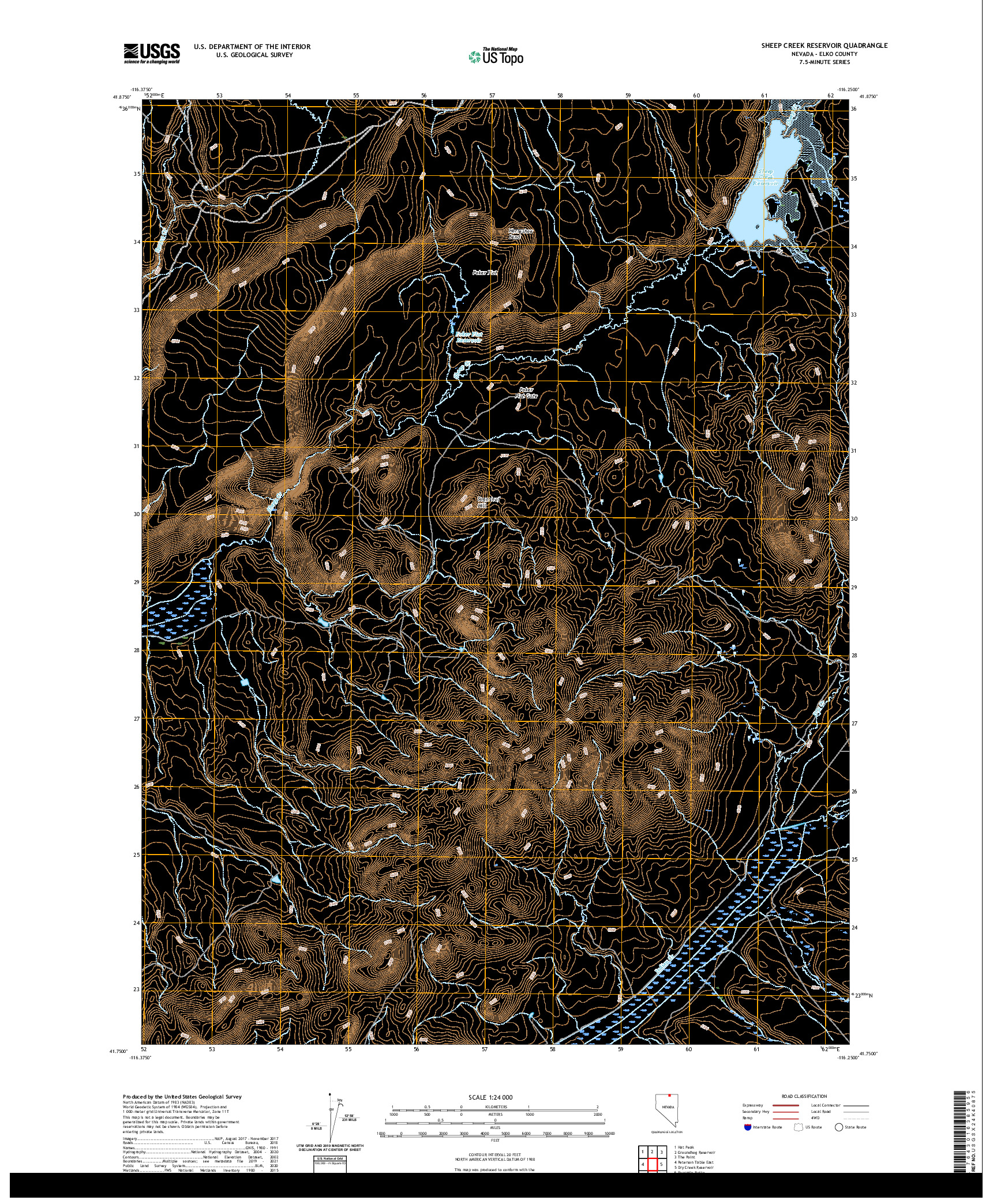 US TOPO 7.5-MINUTE MAP FOR SHEEP CREEK RESERVOIR, NV