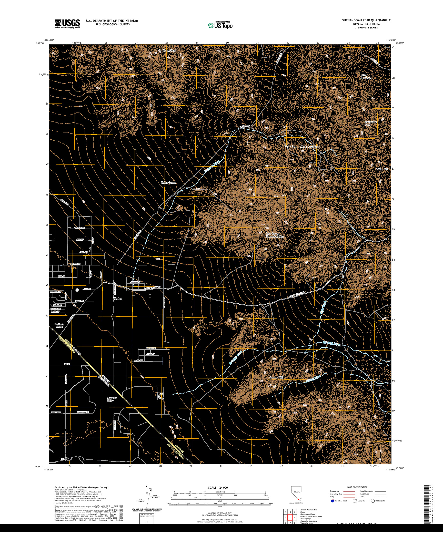 US TOPO 7.5-MINUTE MAP FOR SHENANDOAH PEAK, NV,CA