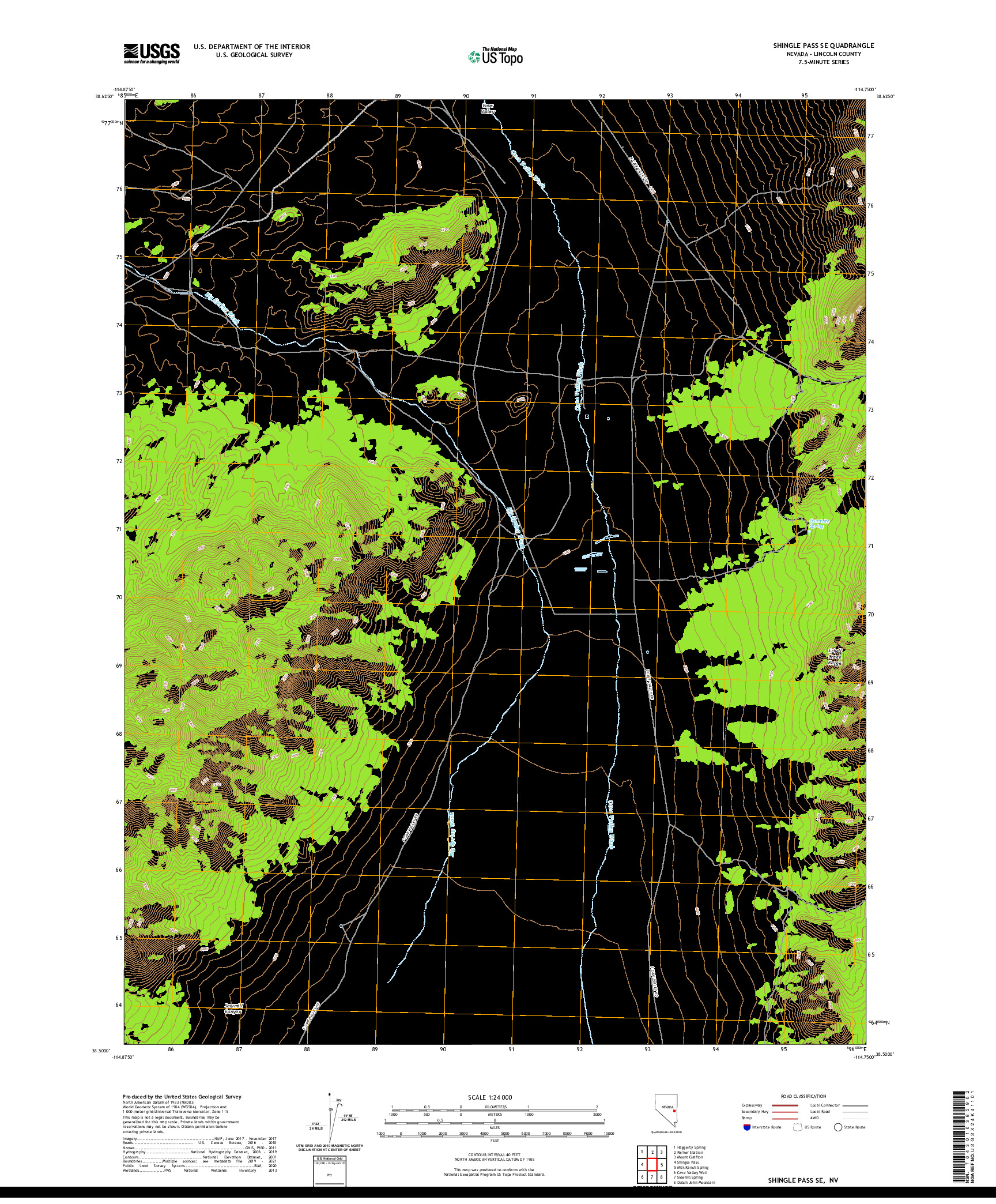 US TOPO 7.5-MINUTE MAP FOR SHINGLE PASS SE, NV