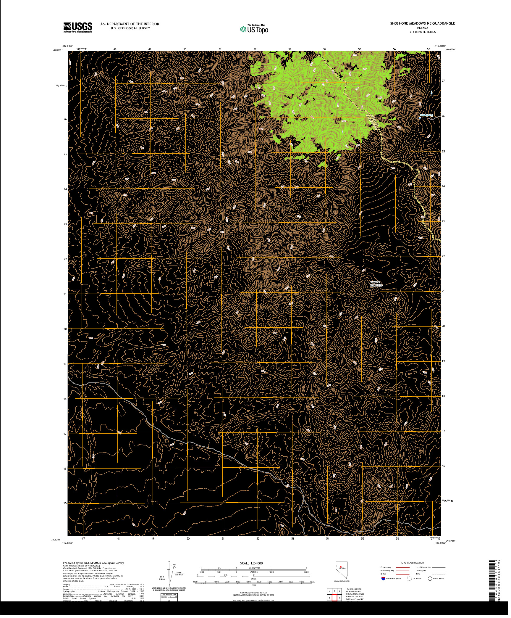 US TOPO 7.5-MINUTE MAP FOR SHOSHONE MEADOWS NE, NV