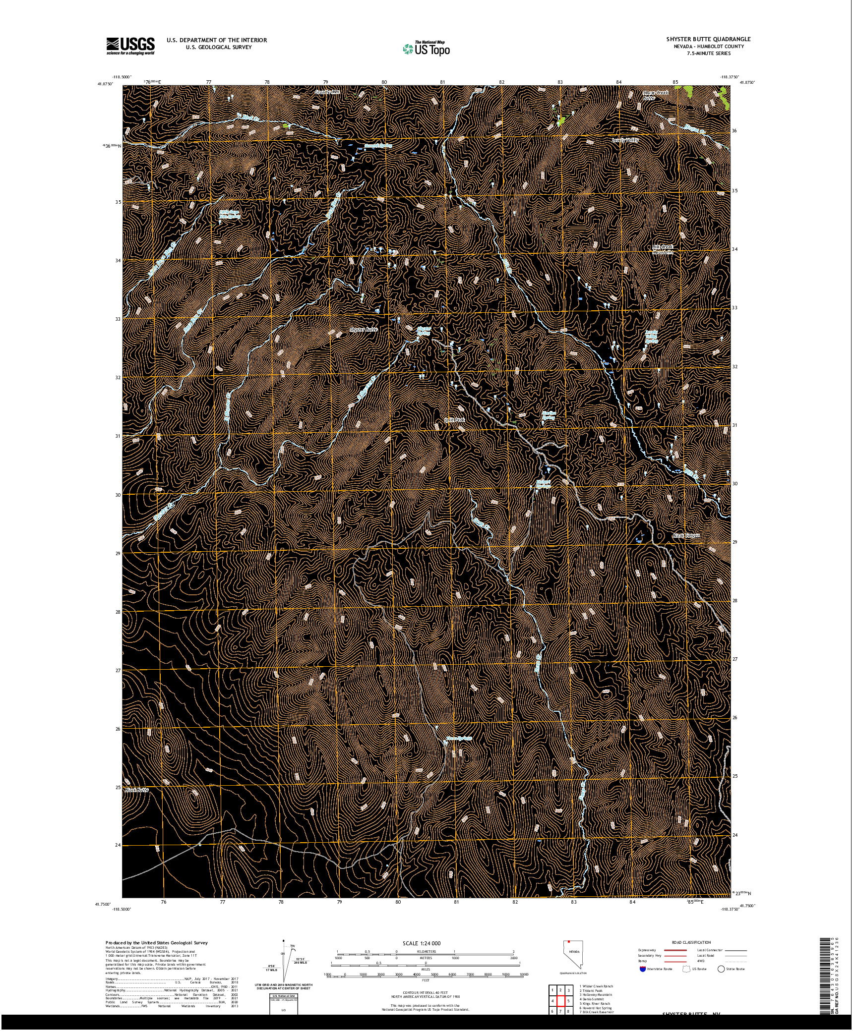 US TOPO 7.5-MINUTE MAP FOR SHYSTER BUTTE, NV