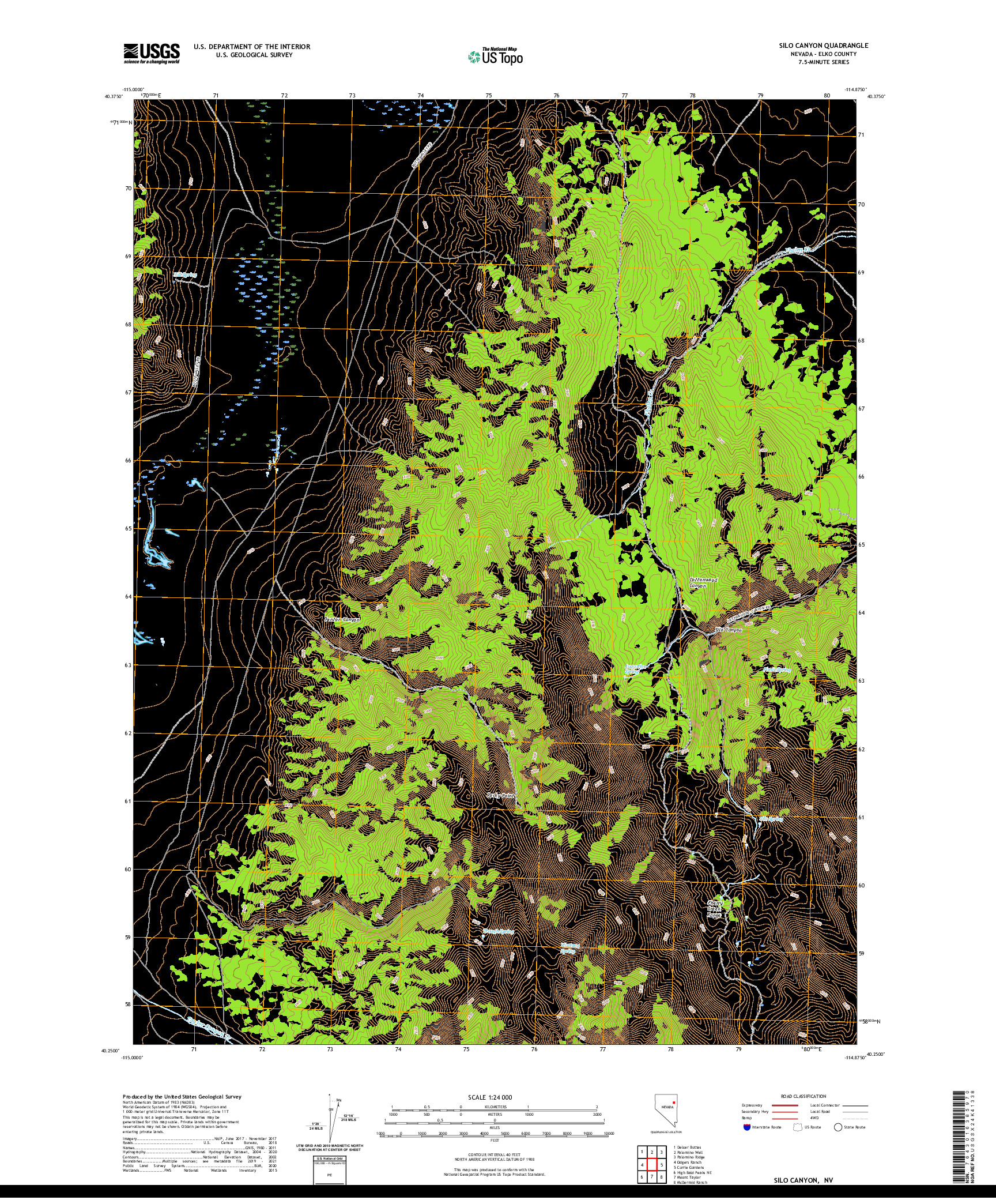 US TOPO 7.5-MINUTE MAP FOR SILO CANYON, NV