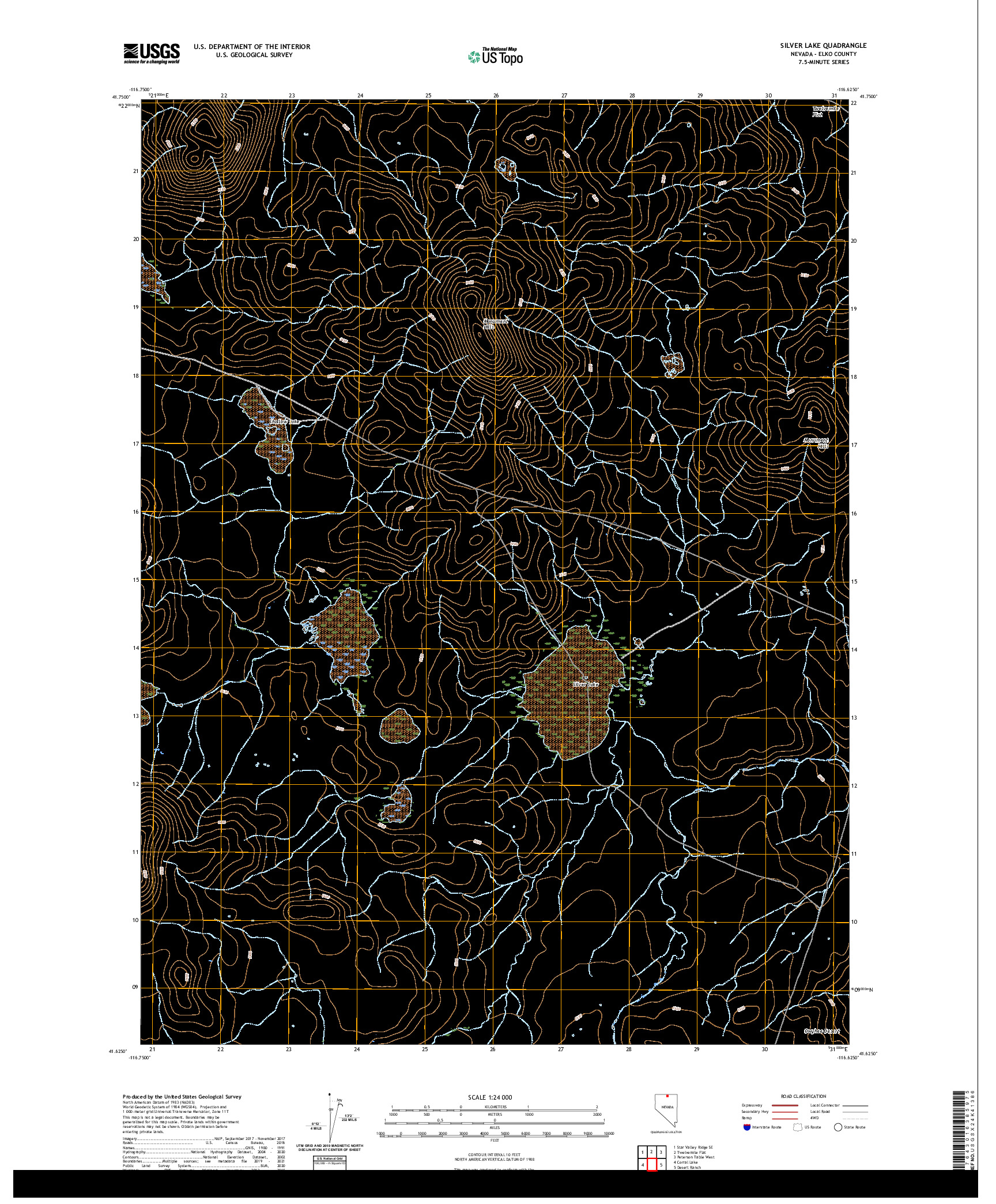 US TOPO 7.5-MINUTE MAP FOR SILVER LAKE, NV