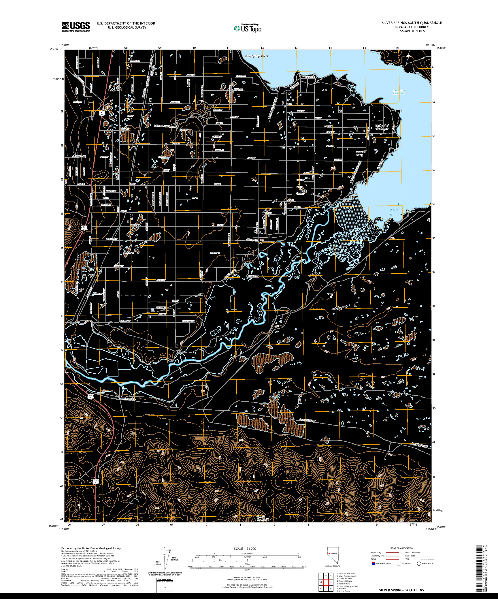 US TOPO 7.5-MINUTE MAP FOR SILVER SPRINGS SOUTH, NV