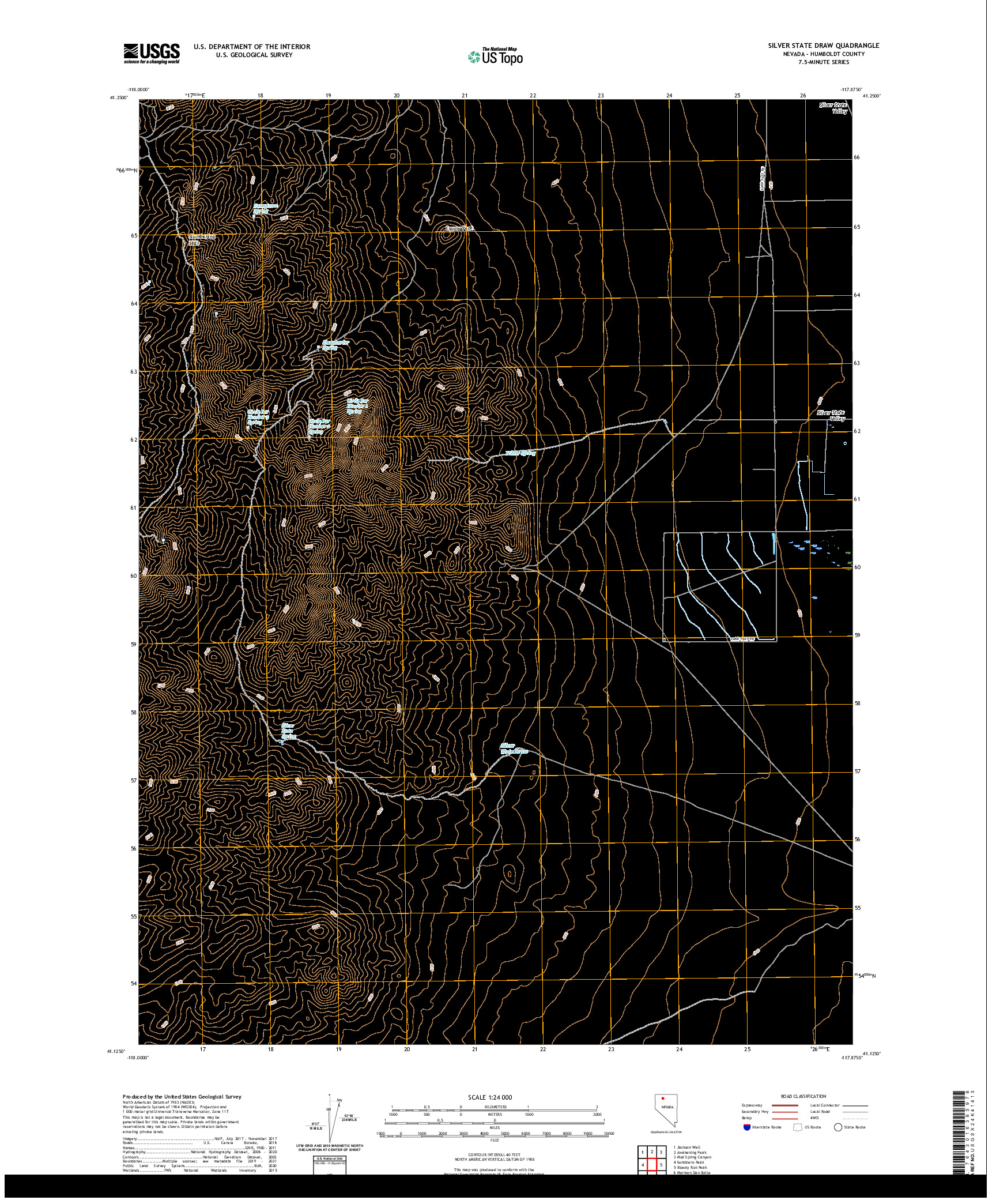 US TOPO 7.5-MINUTE MAP FOR SILVER STATE DRAW, NV