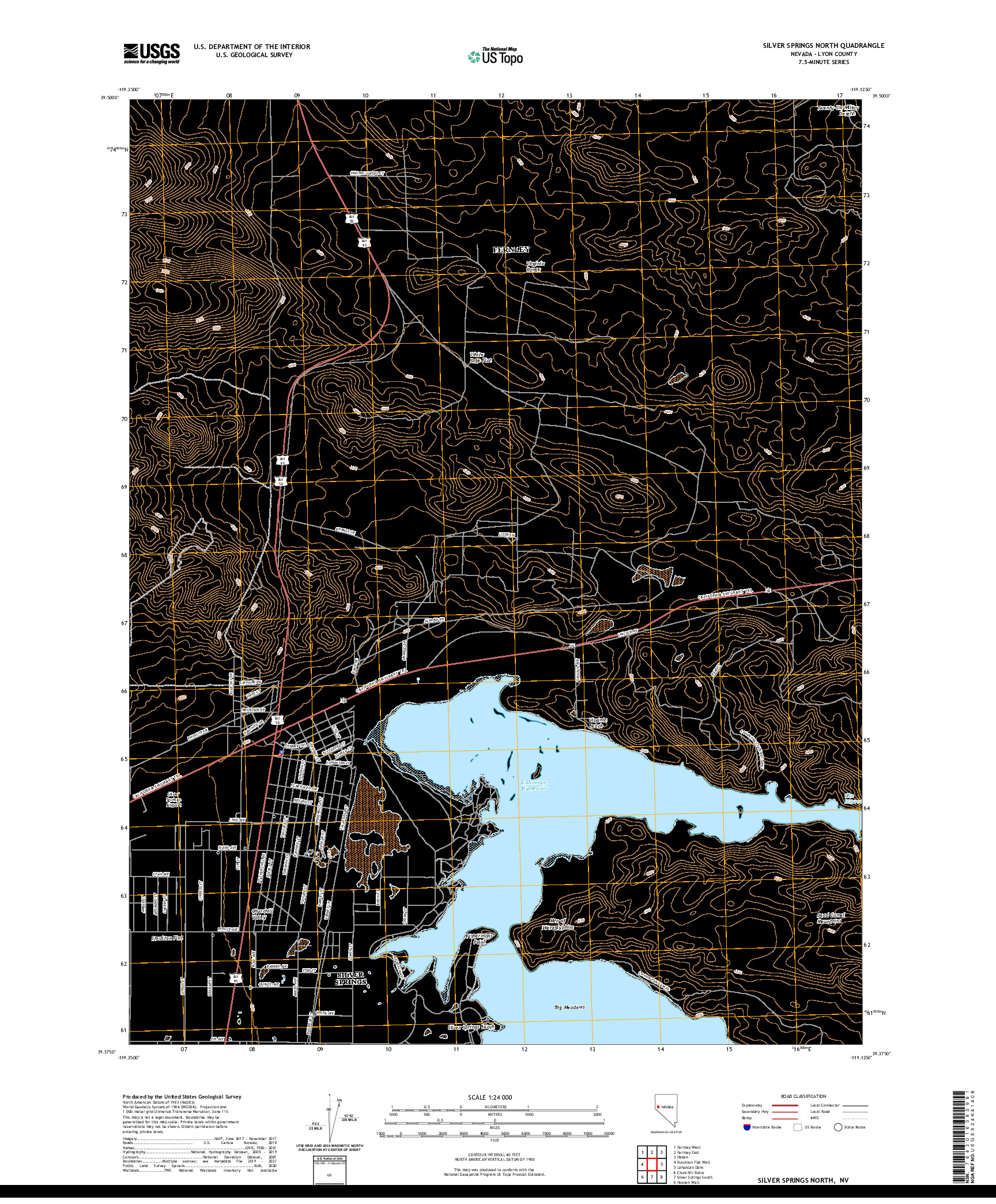 US TOPO 7.5-MINUTE MAP FOR SILVER SPRINGS NORTH, NV