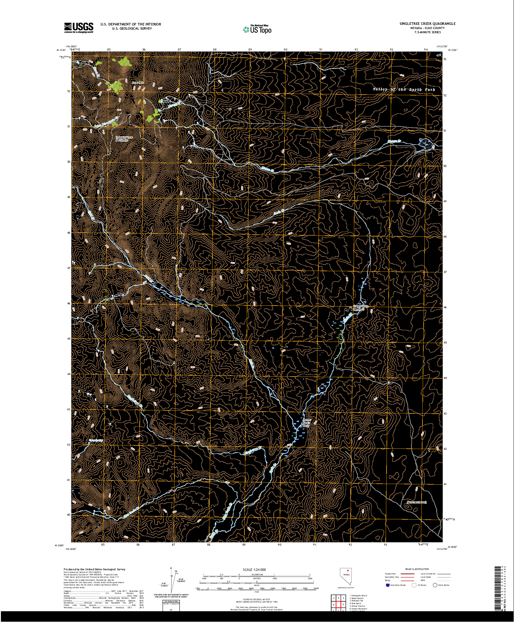 US TOPO 7.5-MINUTE MAP FOR SINGLETREE CREEK, NV