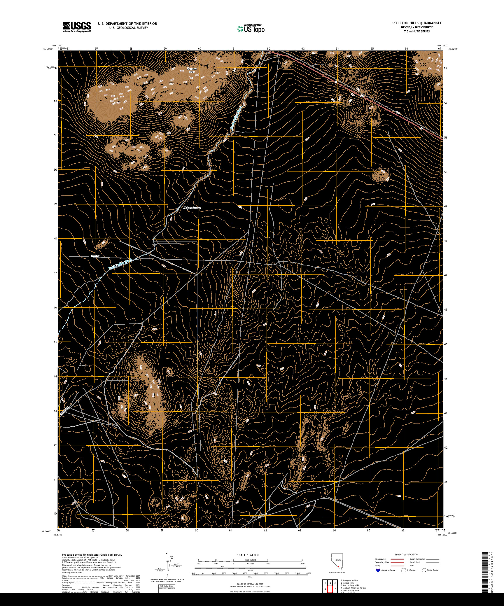 US TOPO 7.5-MINUTE MAP FOR SKELETON HILLS, NV