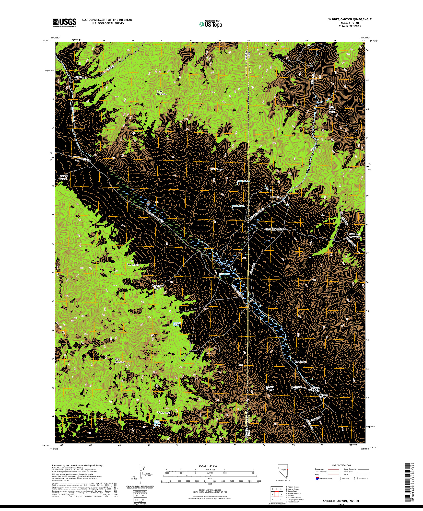 US TOPO 7.5-MINUTE MAP FOR SKINNER CANYON, NV,UT