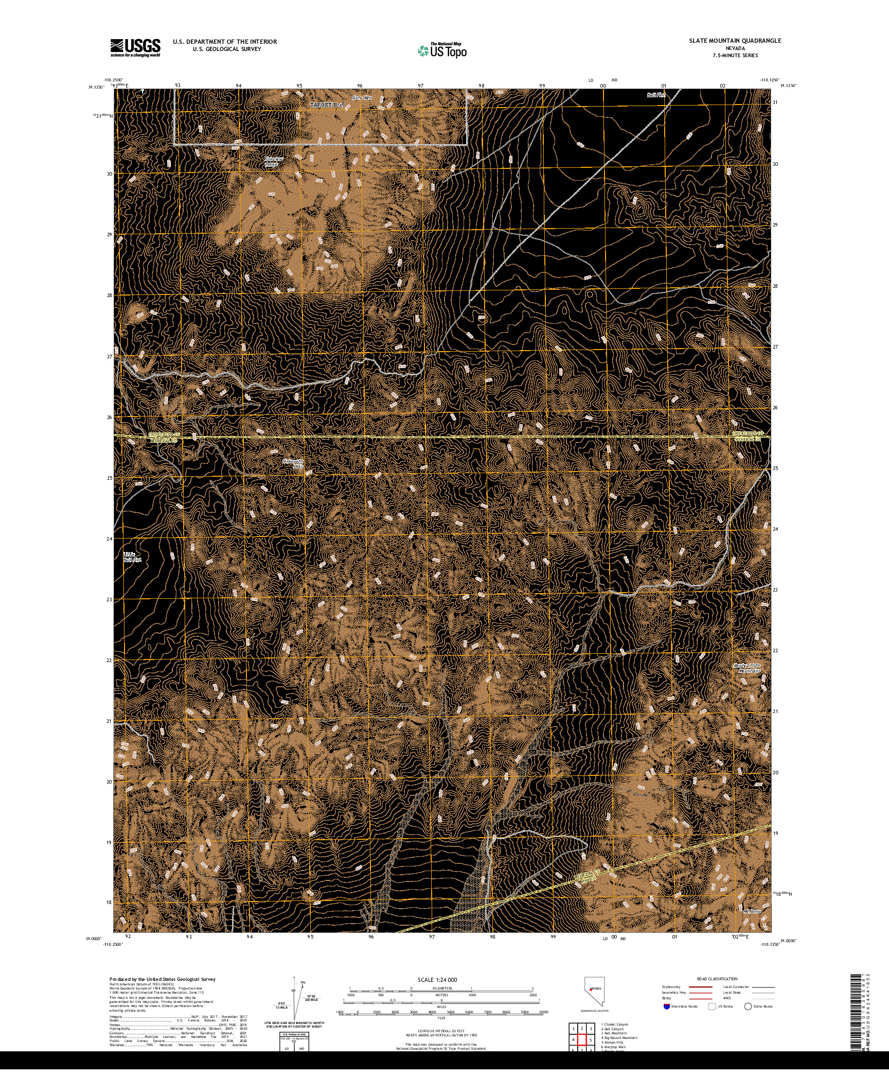 US TOPO 7.5-MINUTE MAP FOR SLATE MOUNTAIN, NV