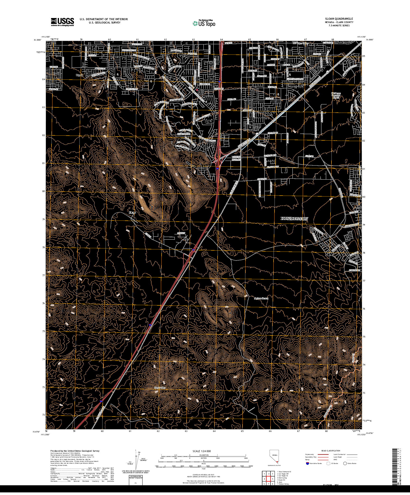 US TOPO 7.5-MINUTE MAP FOR SLOAN, NV