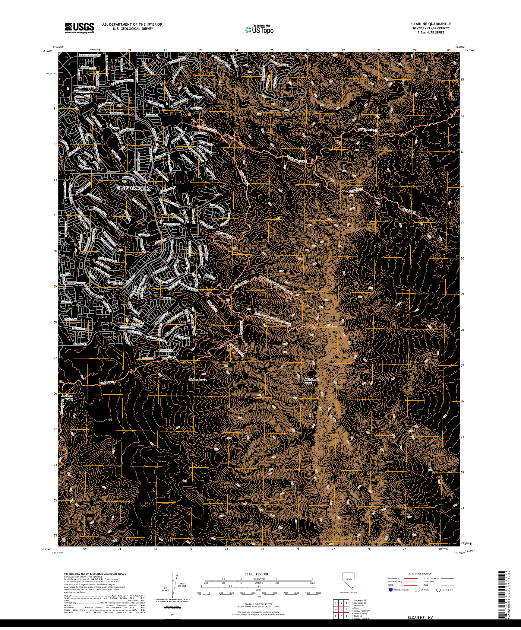 US TOPO 7.5-MINUTE MAP FOR SLOAN NE, NV