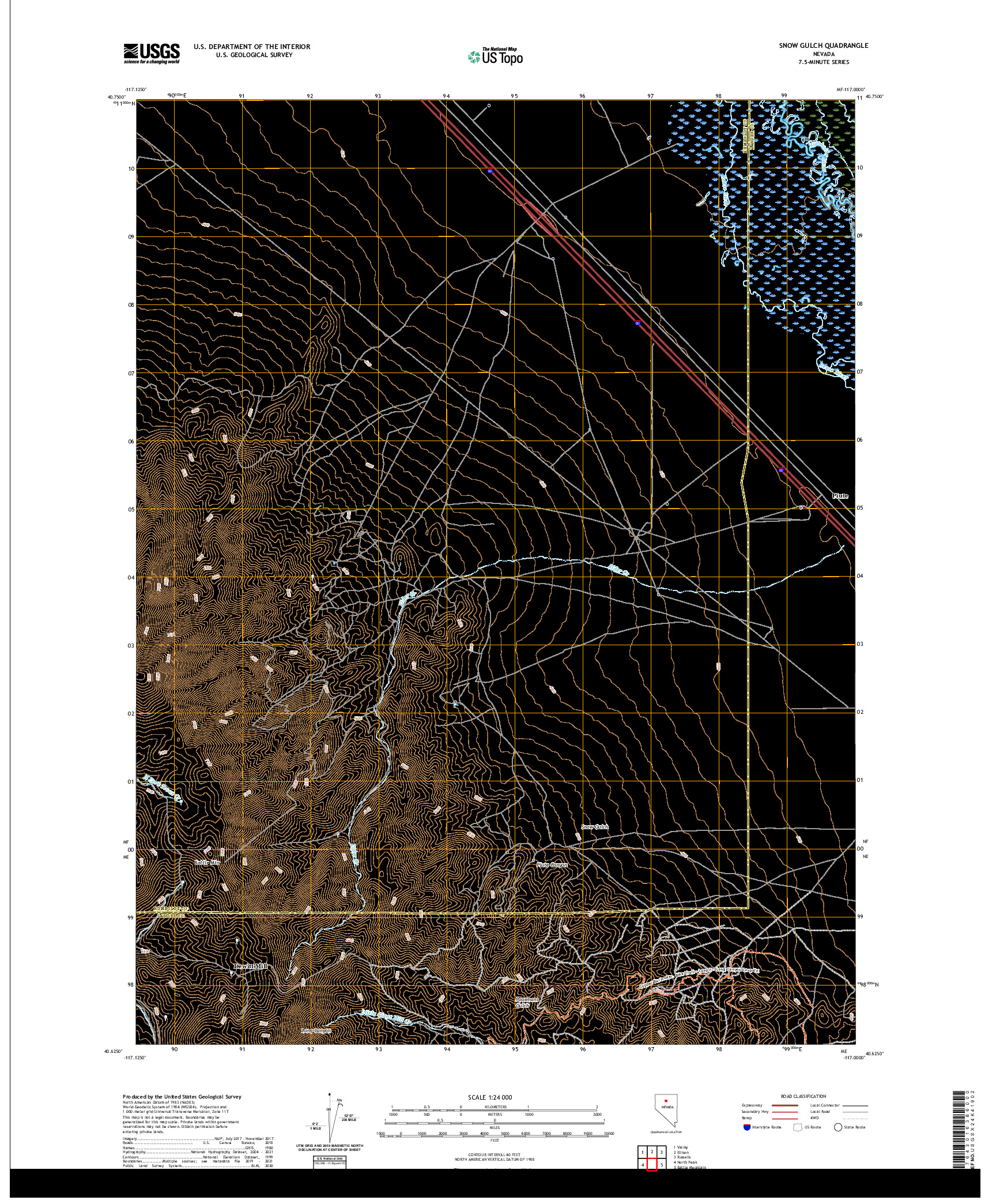 US TOPO 7.5-MINUTE MAP FOR SNOW GULCH, NV