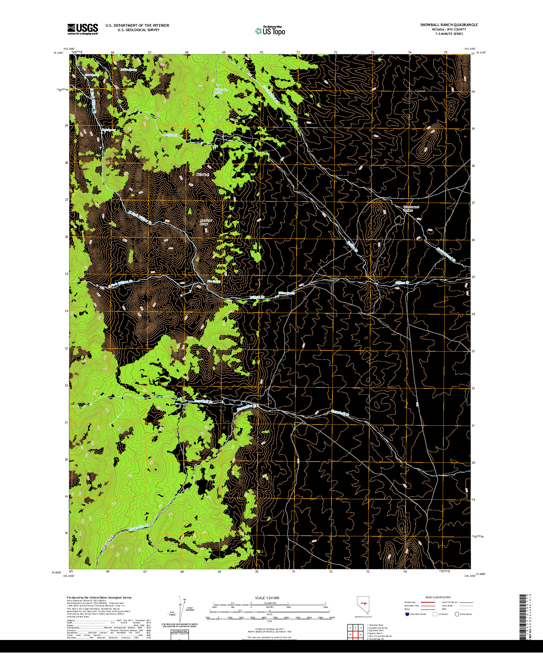 US TOPO 7.5-MINUTE MAP FOR SNOWBALL RANCH, NV