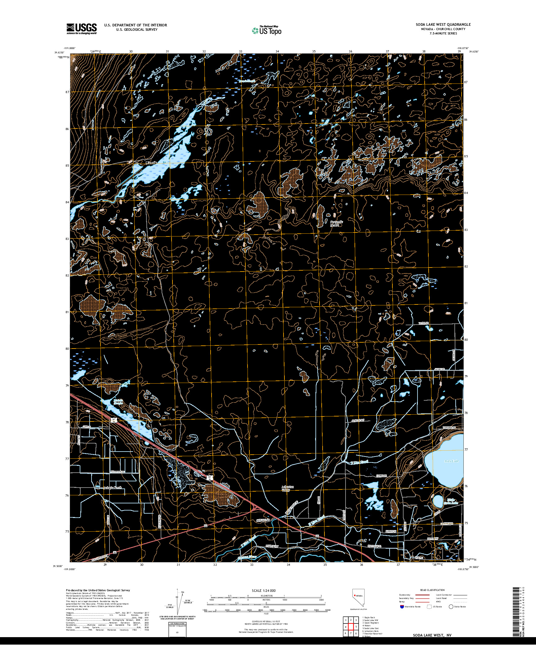 US TOPO 7.5-MINUTE MAP FOR SODA LAKE WEST, NV