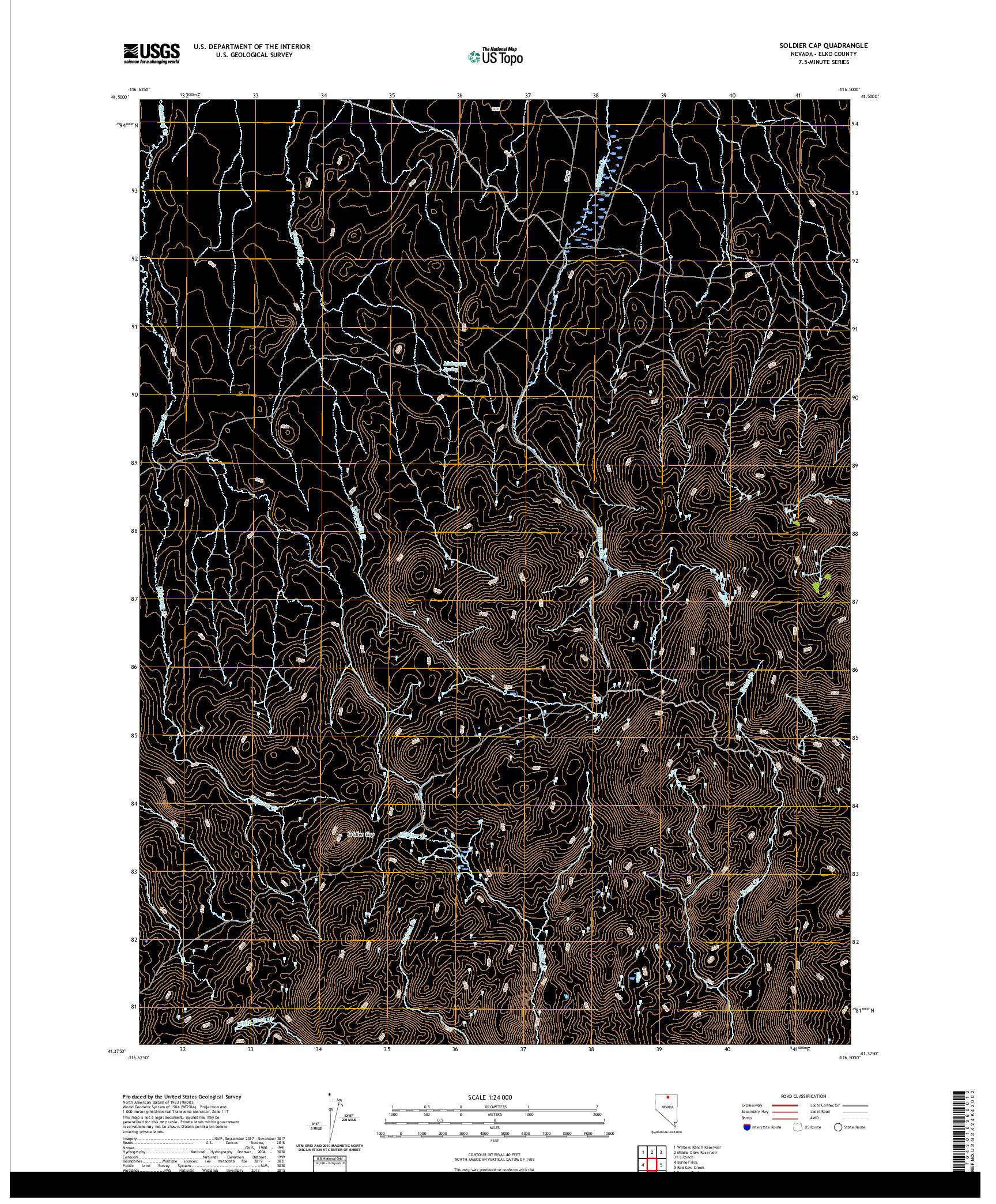 US TOPO 7.5-MINUTE MAP FOR SOLDIER CAP, NV