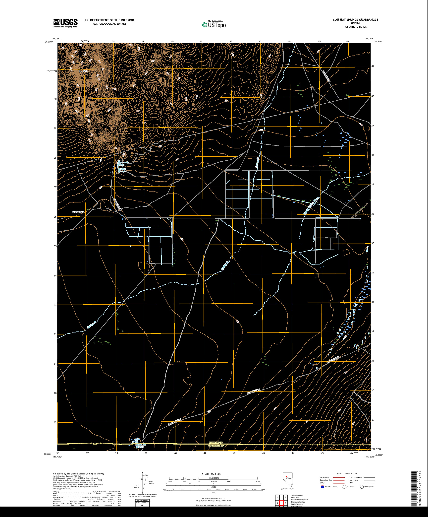 US TOPO 7.5-MINUTE MAP FOR SOU HOT SPRINGS, NV