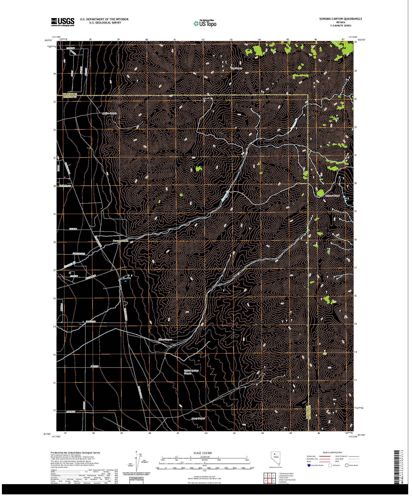 US TOPO 7.5-MINUTE MAP FOR SONOMA CANYON, NV