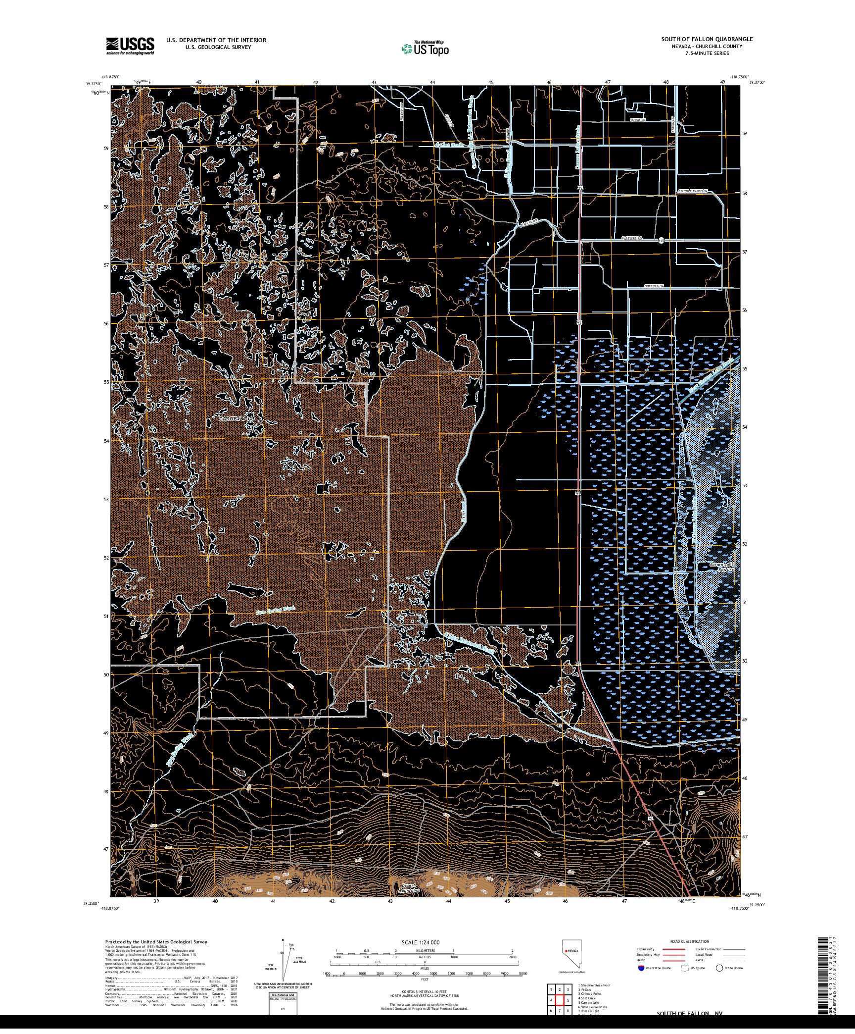 US TOPO 7.5-MINUTE MAP FOR SOUTH OF FALLON, NV