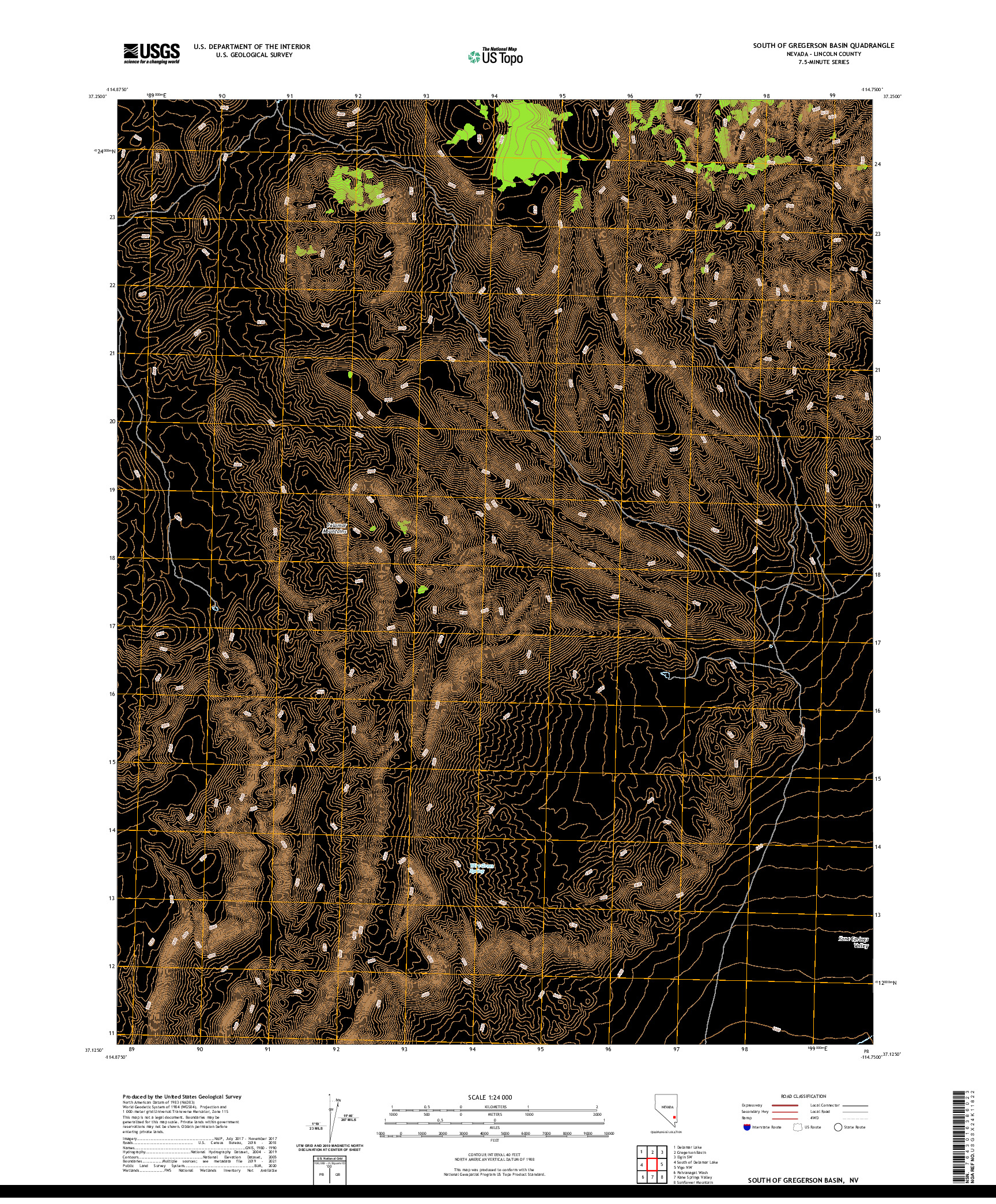 US TOPO 7.5-MINUTE MAP FOR SOUTH OF GREGERSON BASIN, NV