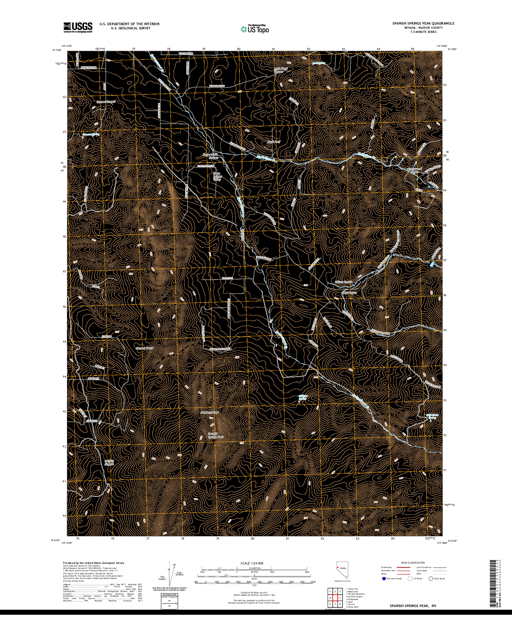 US TOPO 7.5-MINUTE MAP FOR SPANISH SPRINGS PEAK, NV