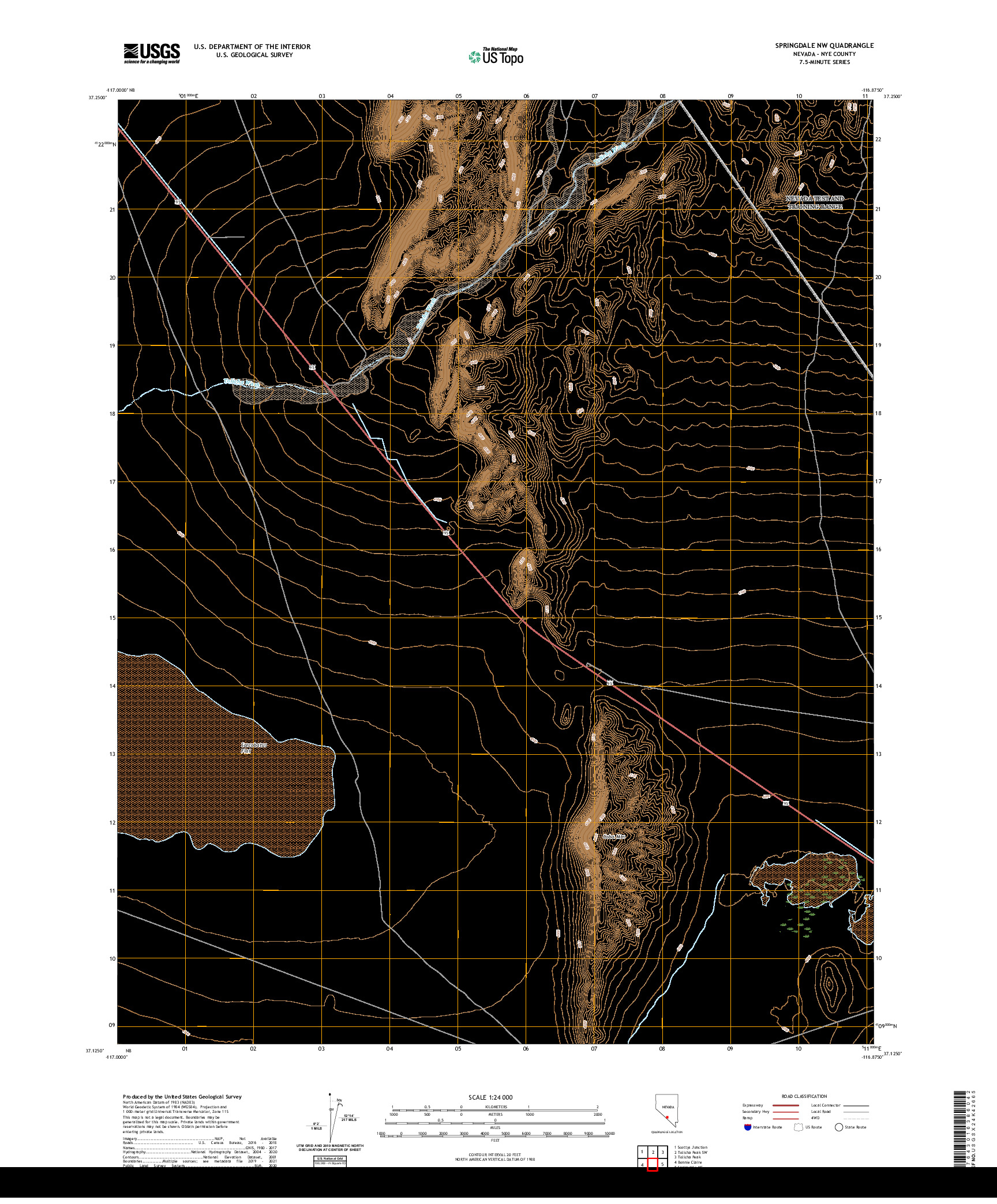 US TOPO 7.5-MINUTE MAP FOR SPRINGDALE NW, NV