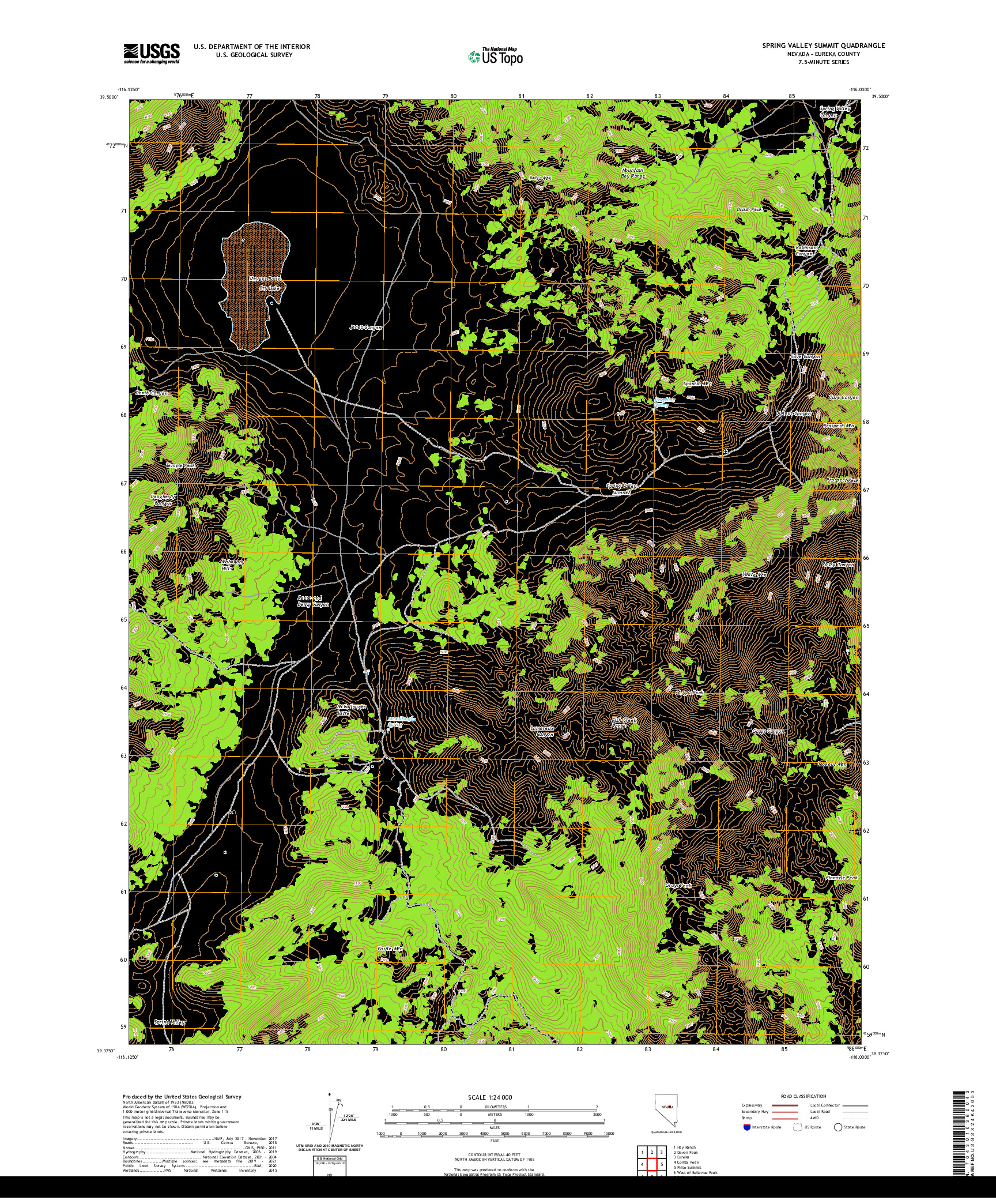 US TOPO 7.5-MINUTE MAP FOR SPRING VALLEY SUMMIT, NV