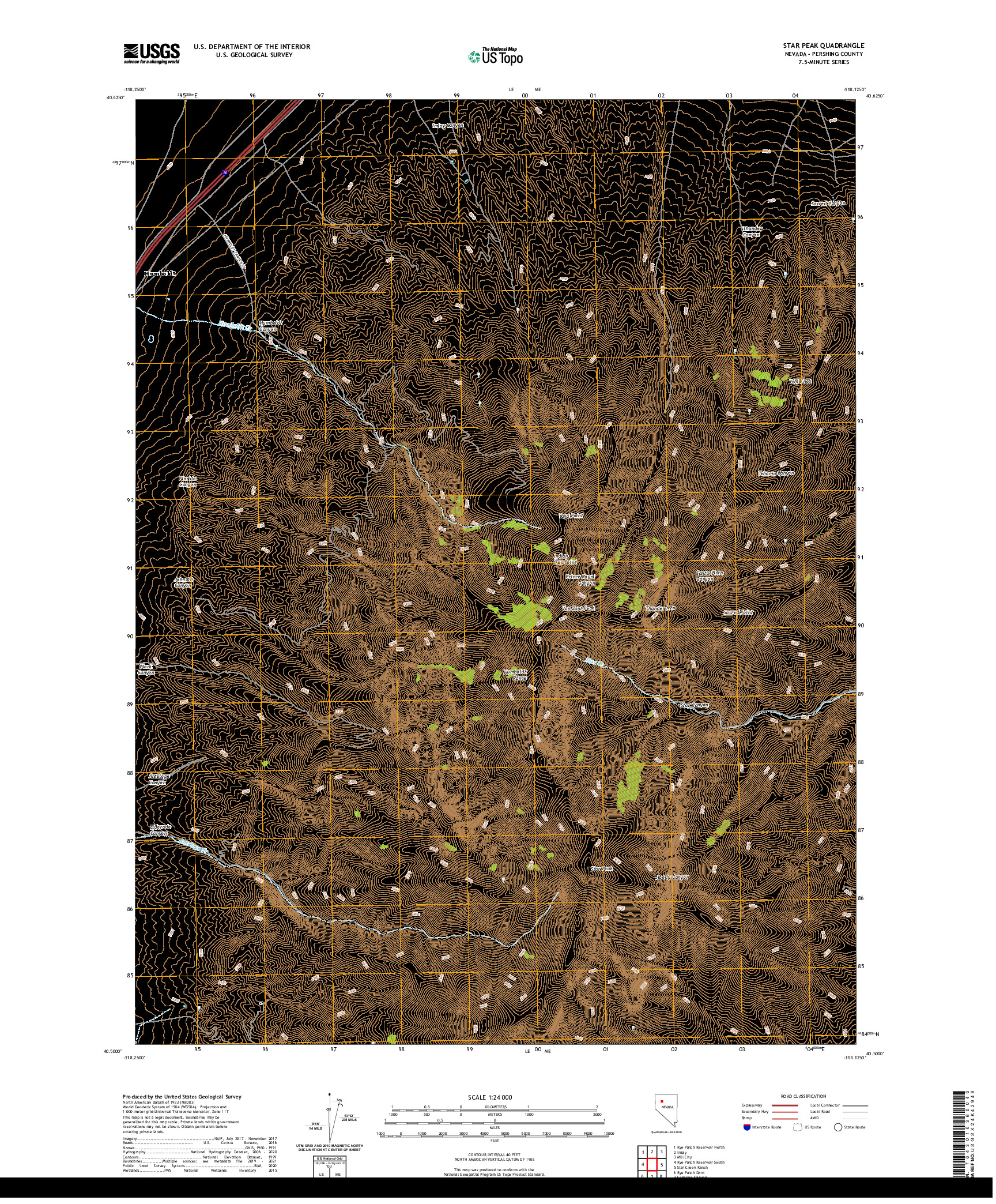 US TOPO 7.5-MINUTE MAP FOR STAR PEAK, NV