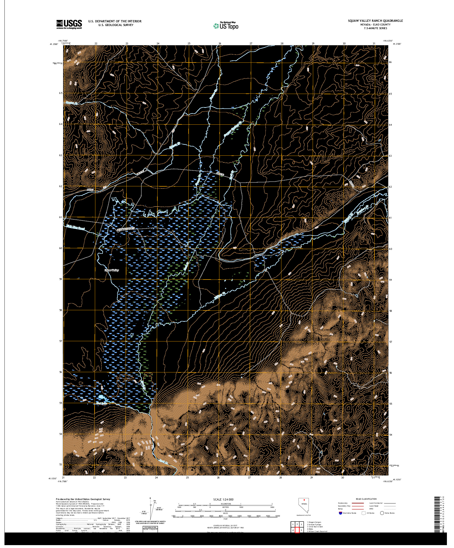 US TOPO 7.5-MINUTE MAP FOR SQUAW VALLEY RANCH, NV