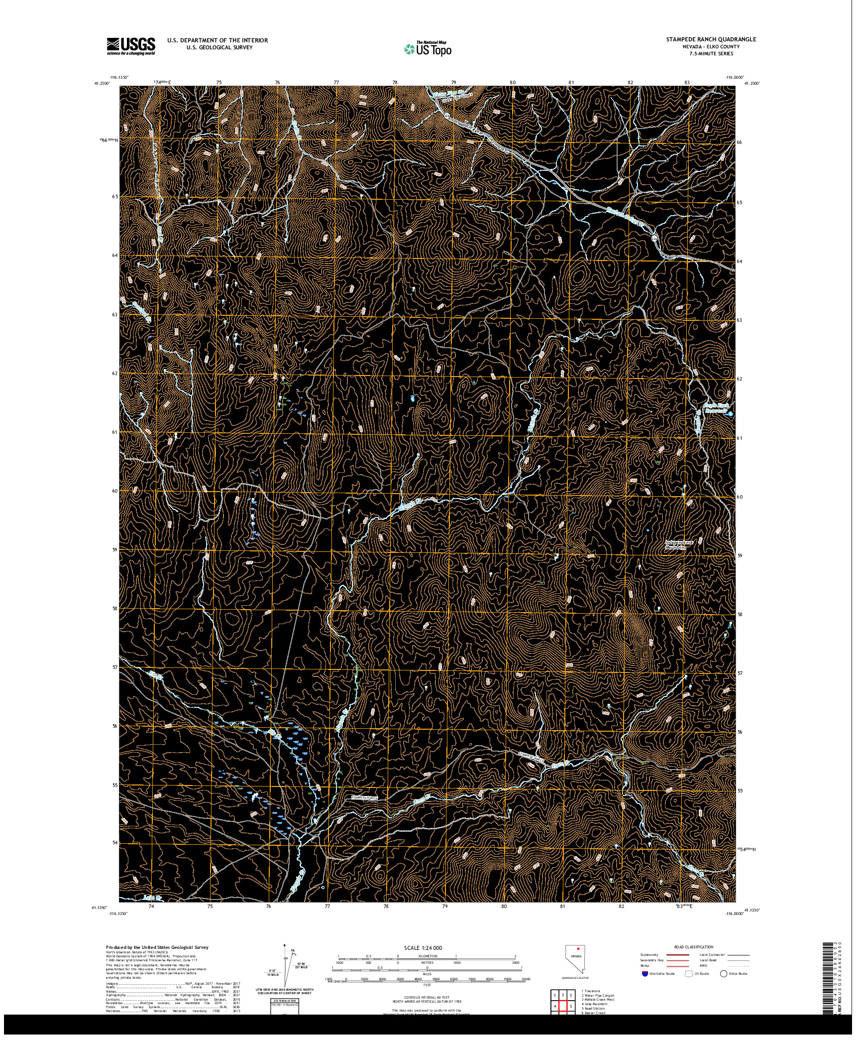 US TOPO 7.5-MINUTE MAP FOR STAMPEDE RANCH, NV