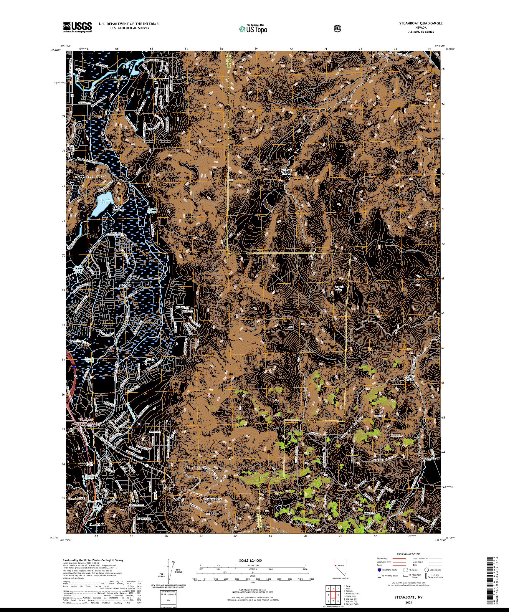 US TOPO 7.5-MINUTE MAP FOR STEAMBOAT, NV