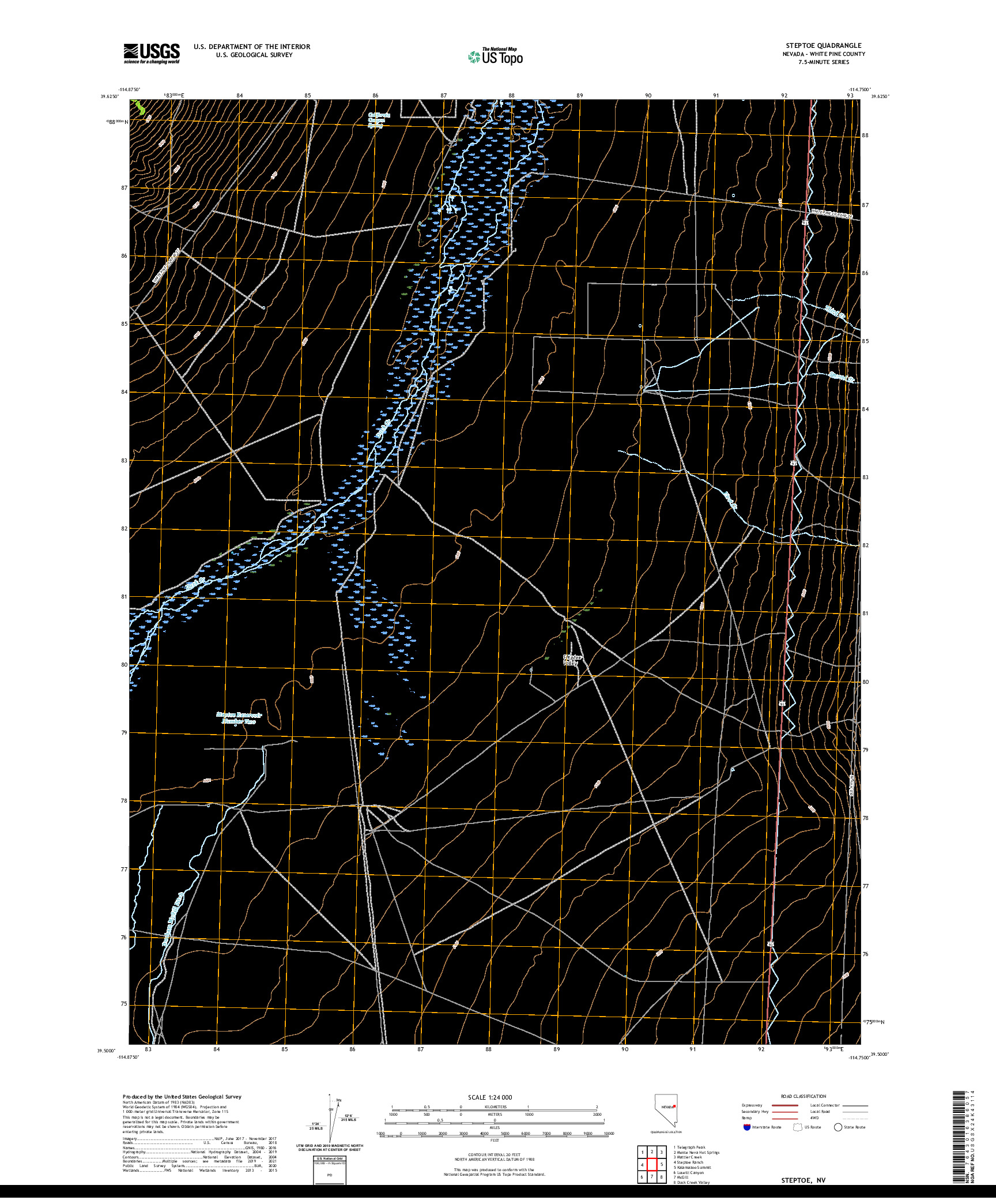 US TOPO 7.5-MINUTE MAP FOR STEPTOE, NV